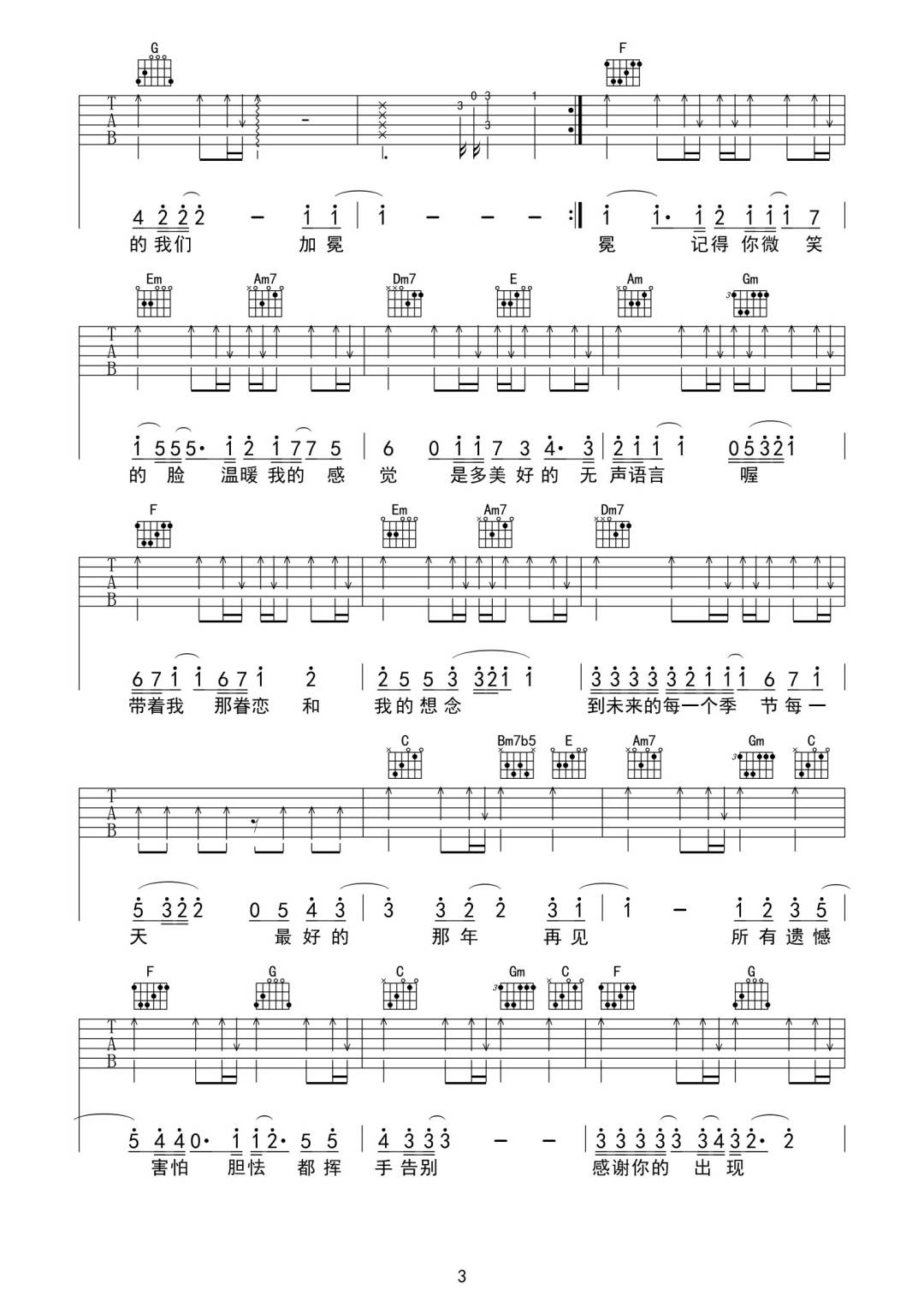 最好的那年吉他谱预览图