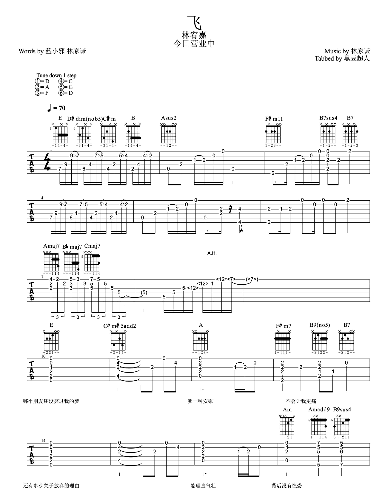 飞吉他谱预览图