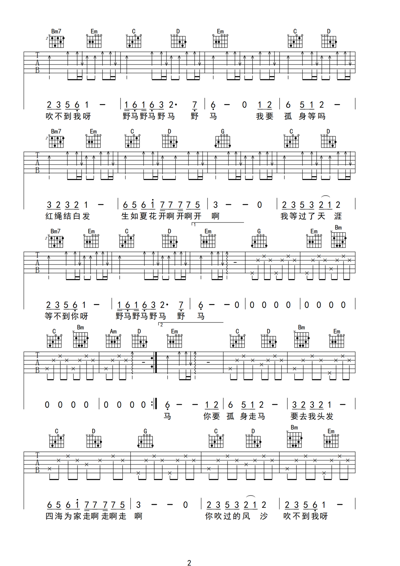 孤身走马吉他谱预览图