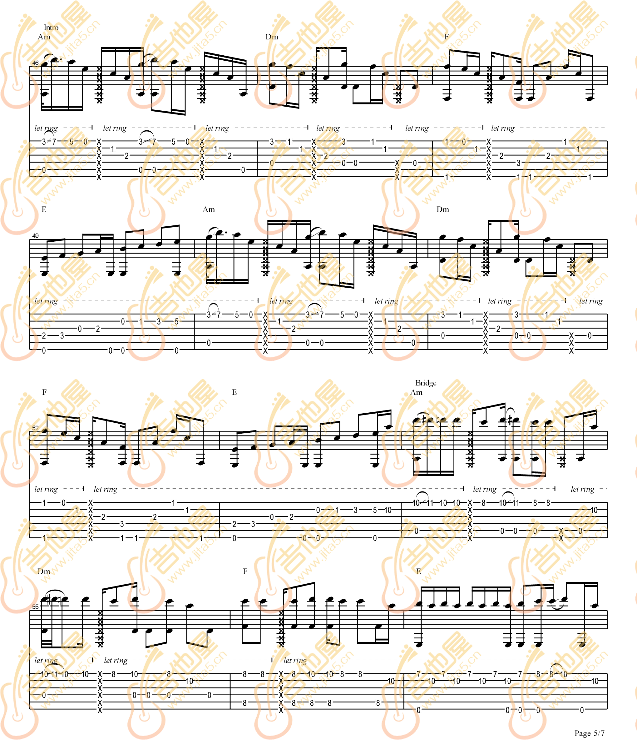 Careless-Whisper指弹吉他谱预览图