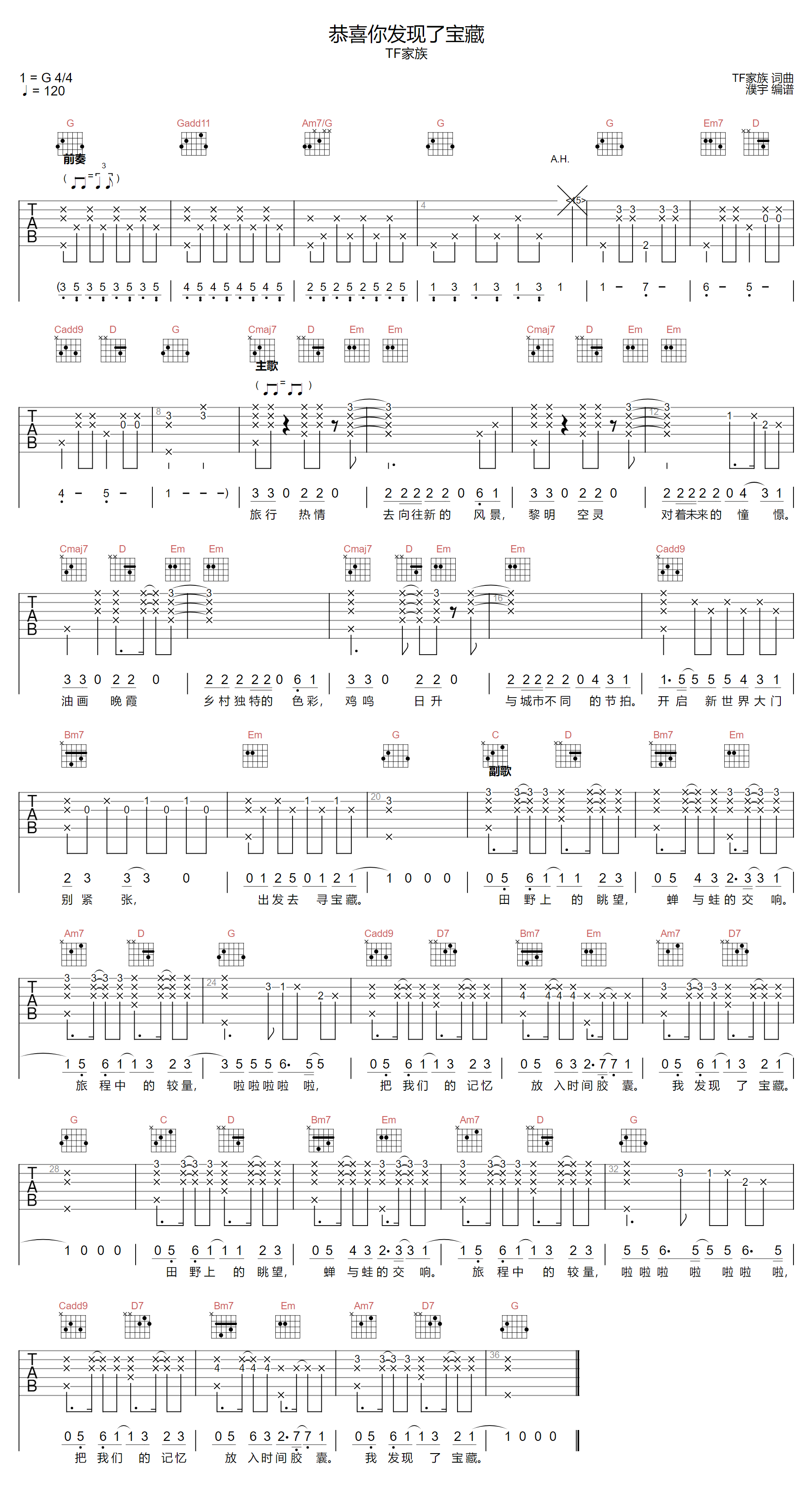 恭喜你发现了宝藏吉他谱预览图