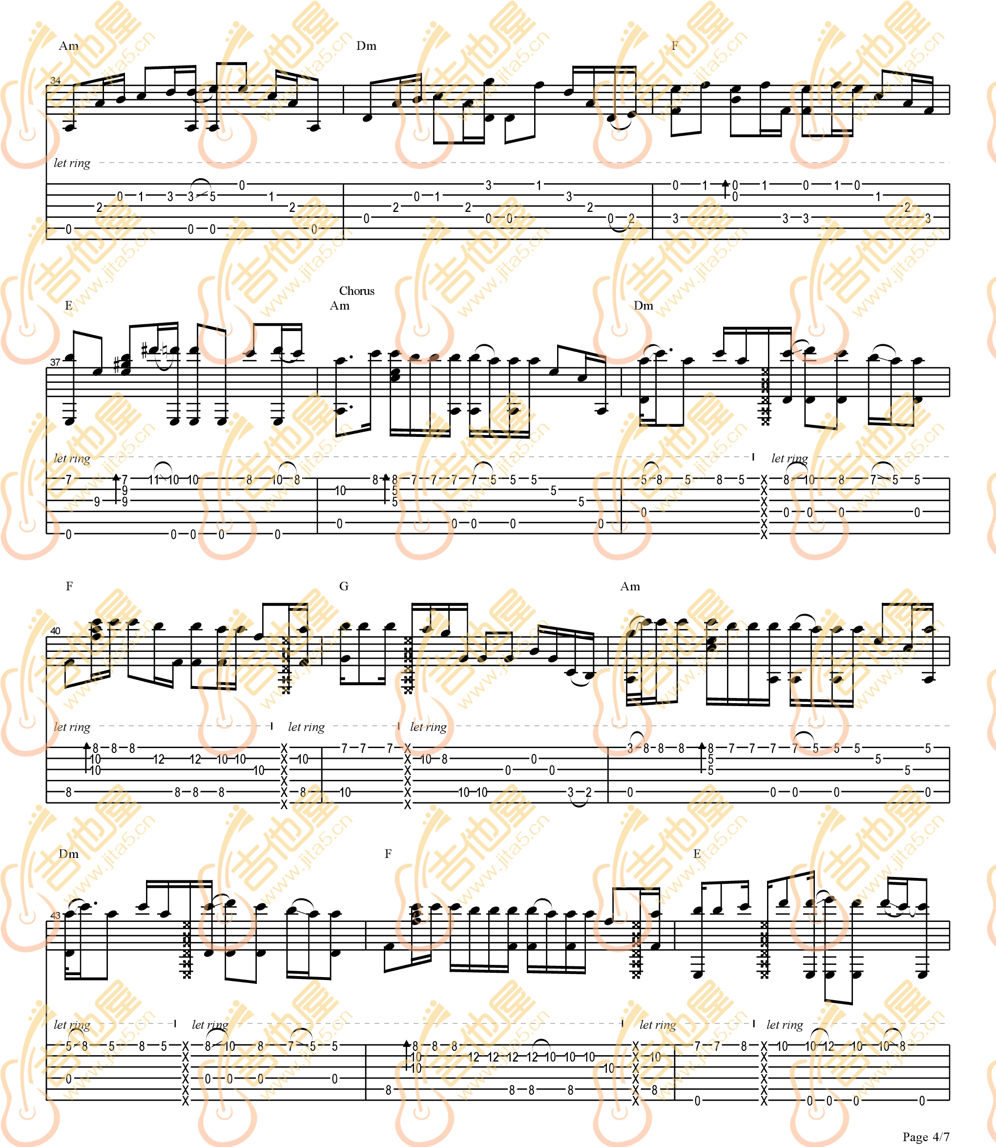 Careless-Whisper指弹吉他谱预览图