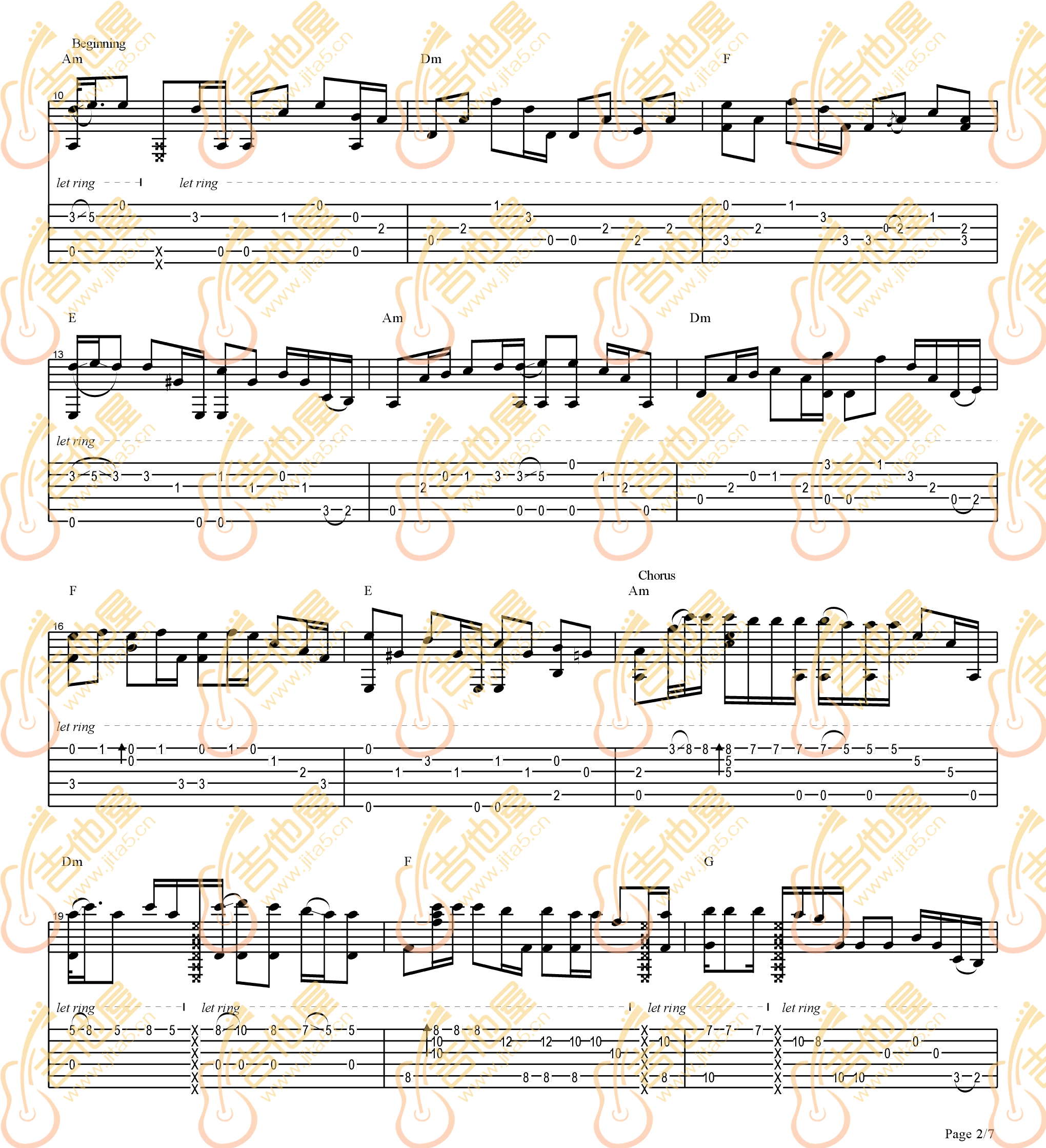 Careless-Whisper指弹吉他谱预览图