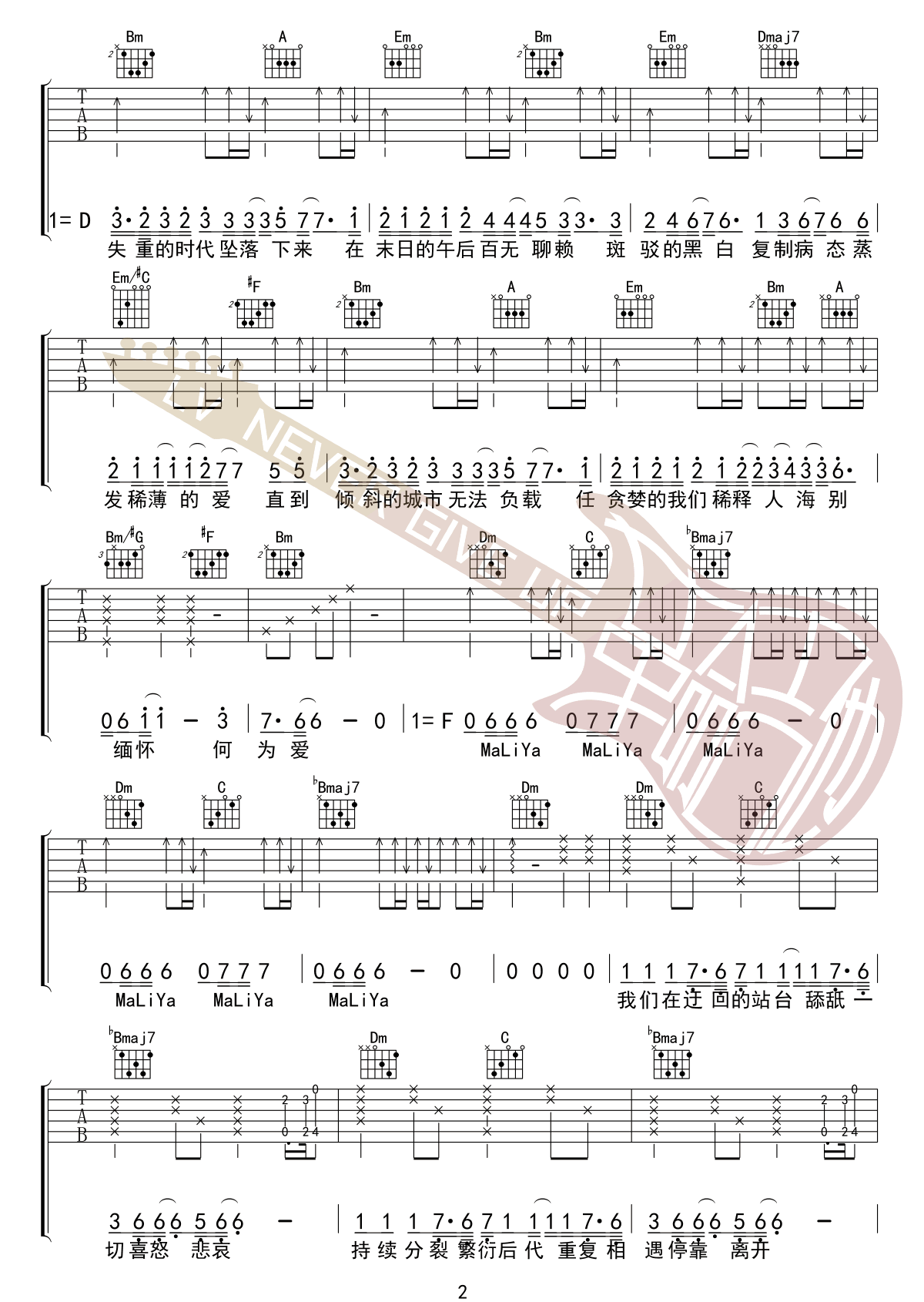 病态吉他谱预览图