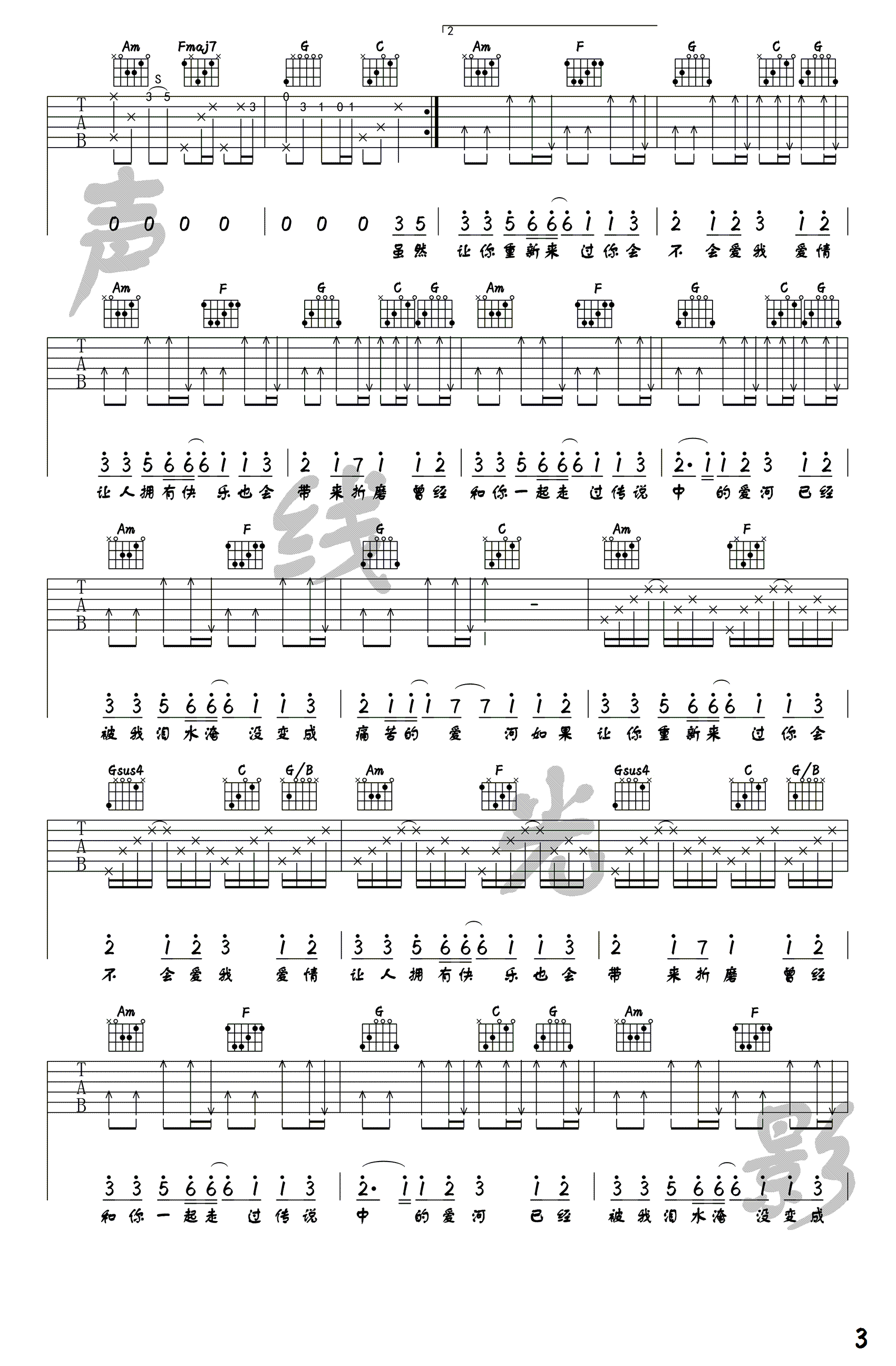 爱河吉他谱预览图