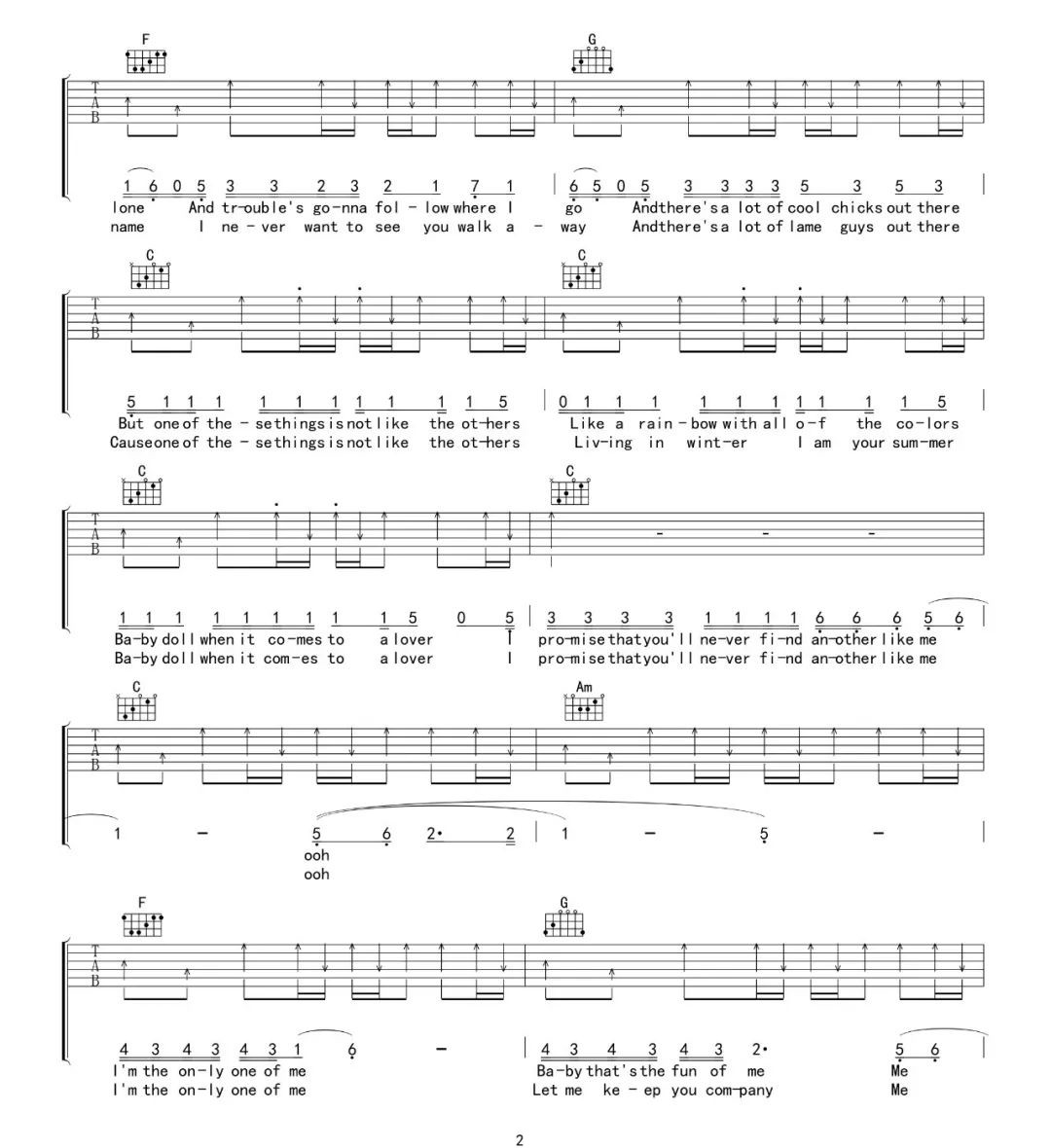 Me吉他谱预览图