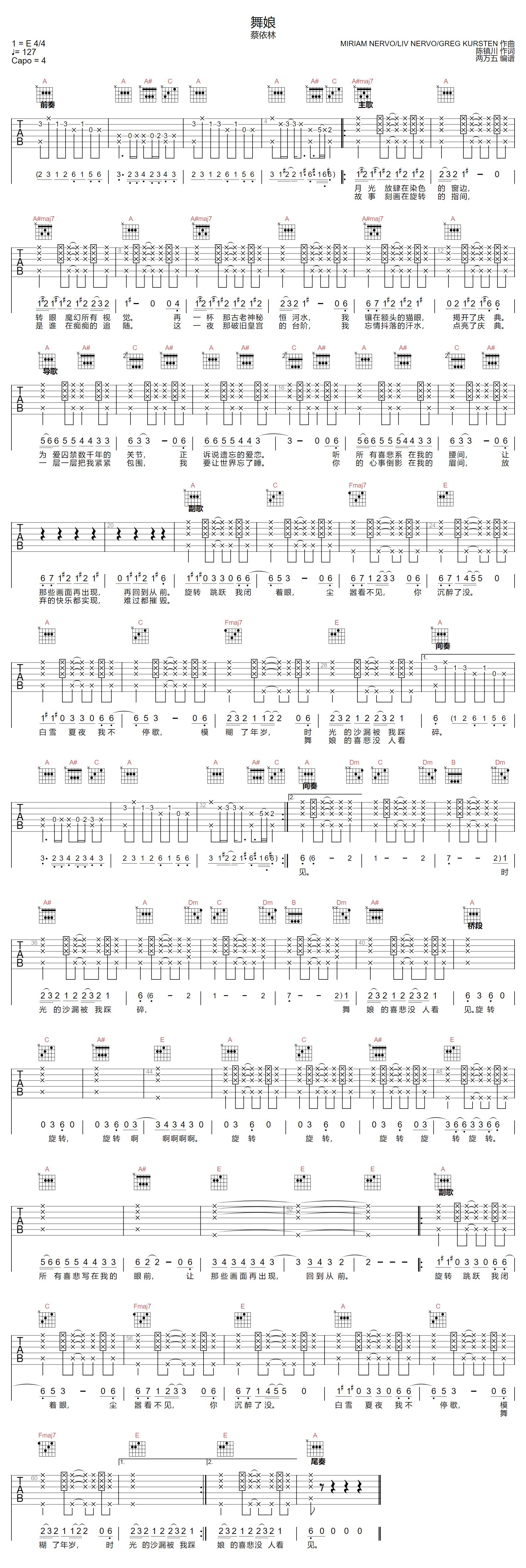 舞娘吉他谱预览图