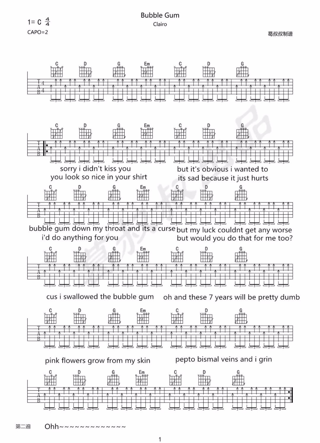 Bubble-Gum吉他谱预览图