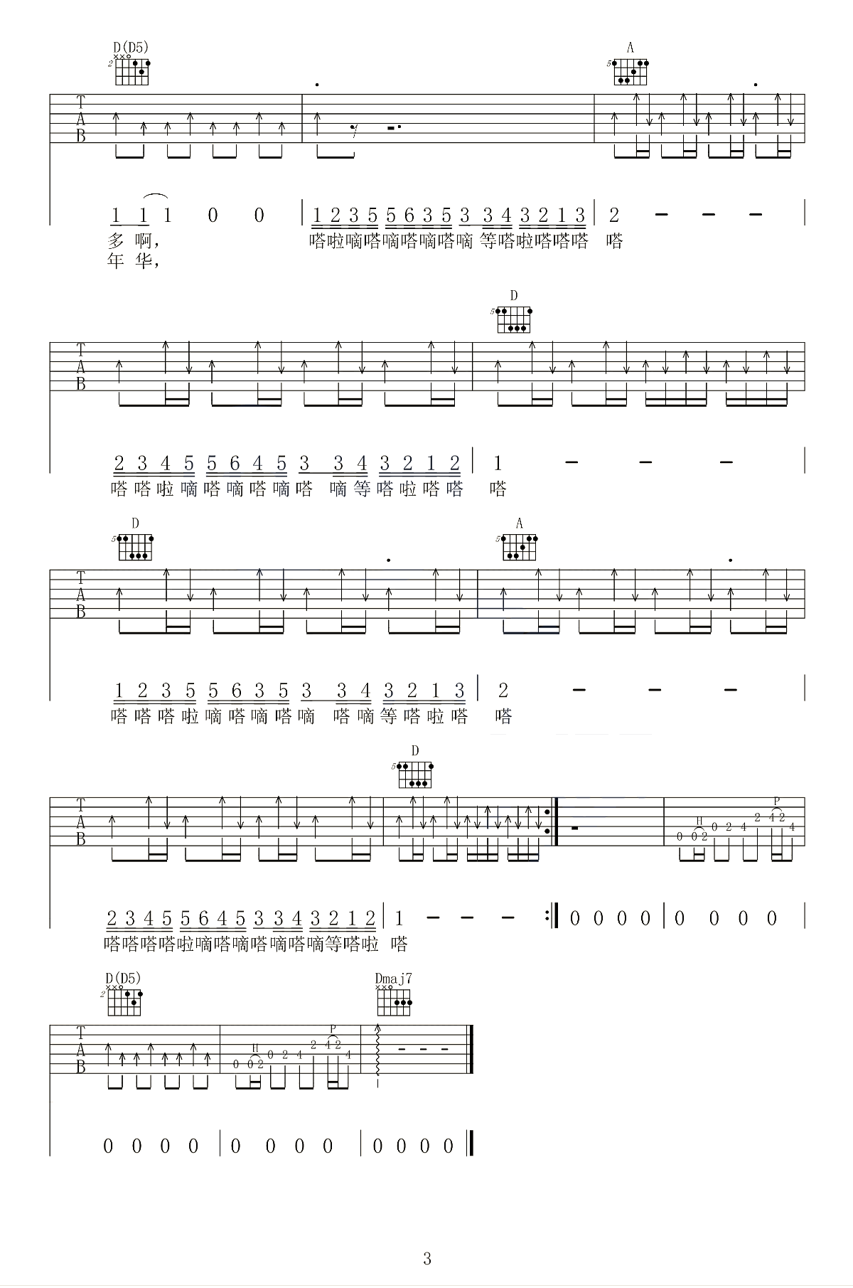 塔吉汗吉他谱预览图