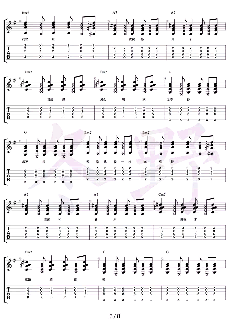 你快乐所以我快乐吉他谱预览图