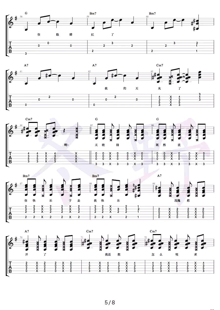 你快乐所以我快乐吉他谱预览图