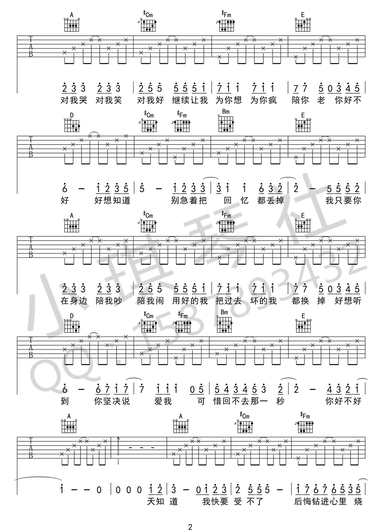 你好不好吉他谱预览图