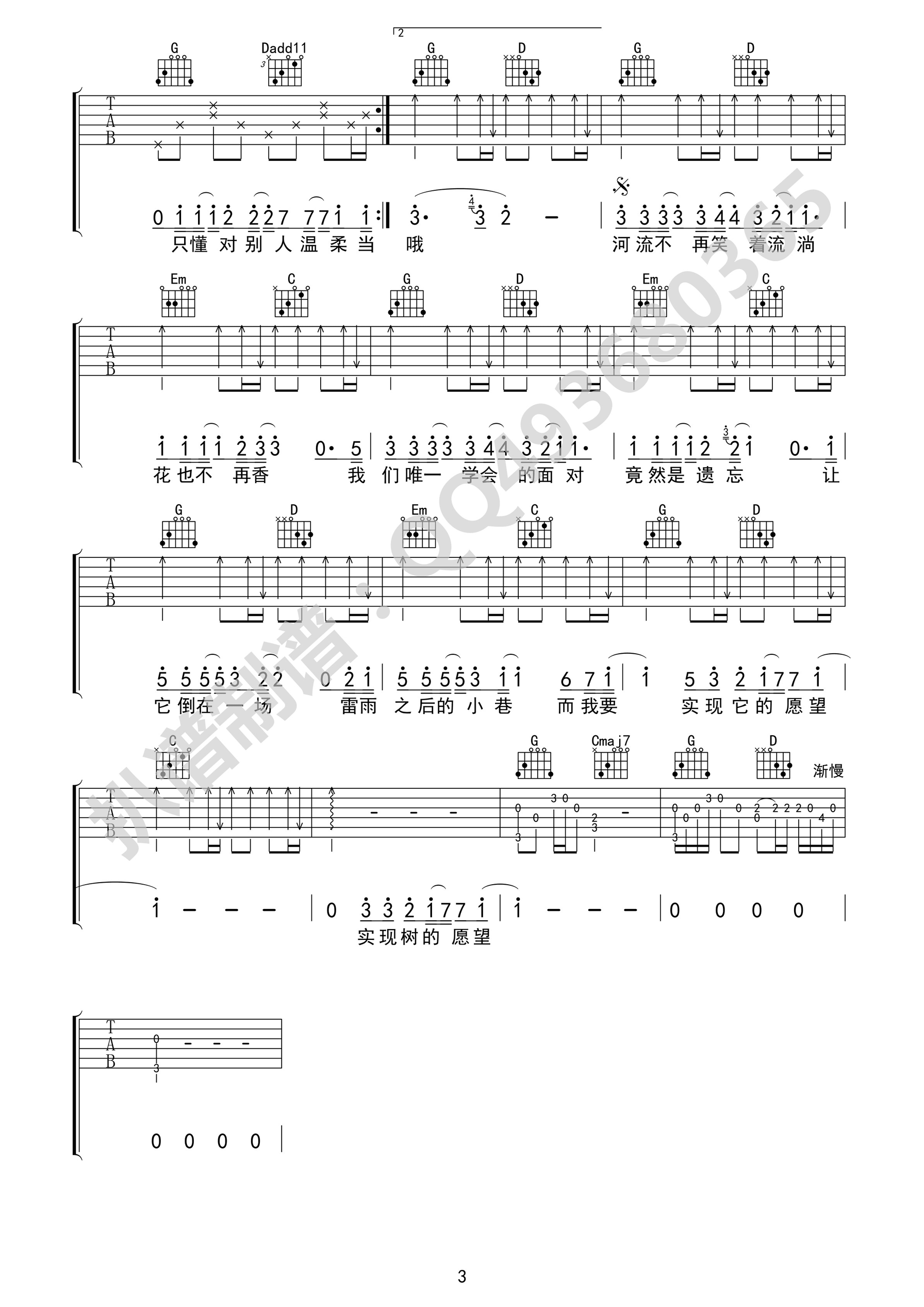树读吉他谱预览图