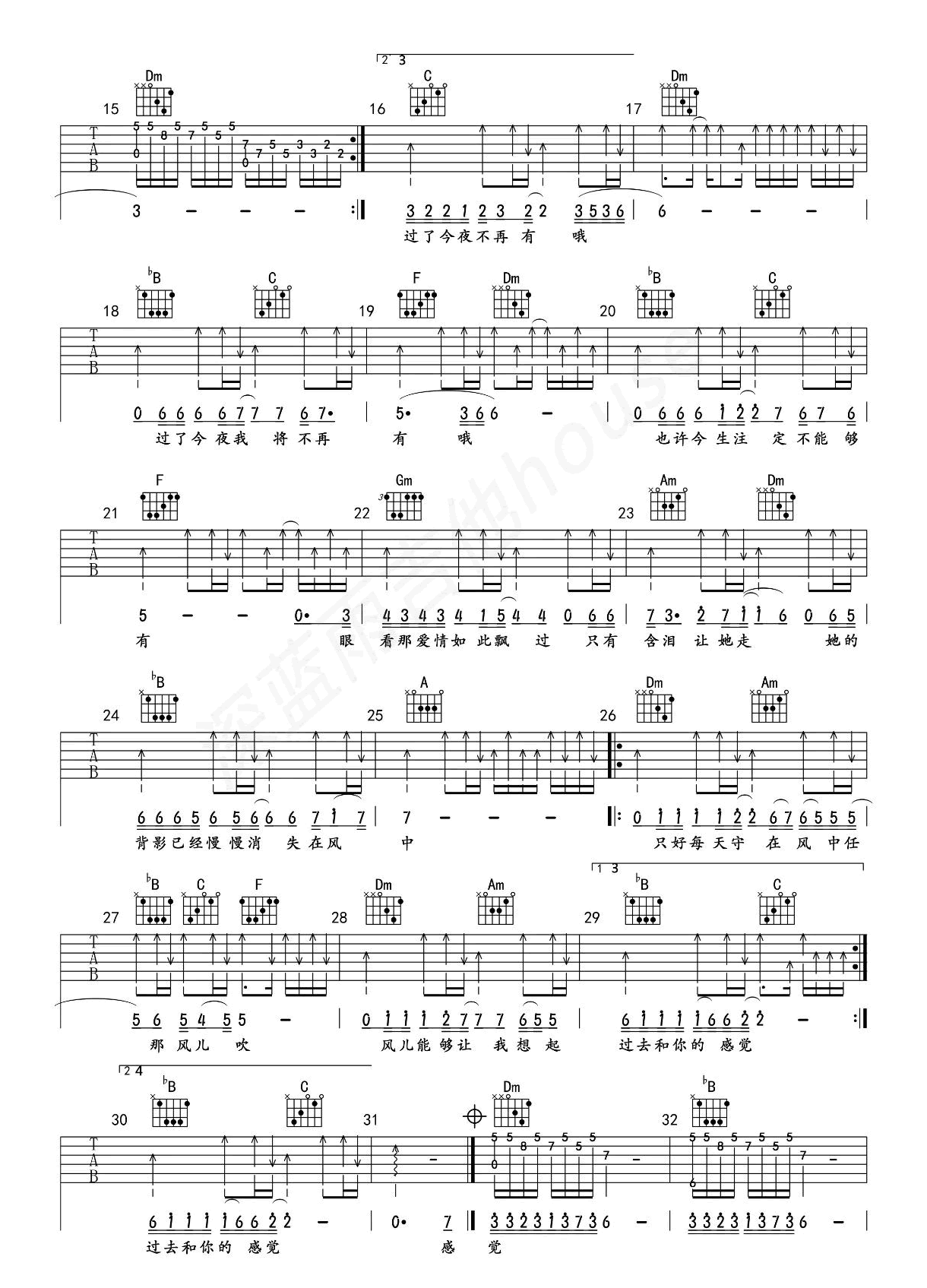 她的背影吉他谱预览图