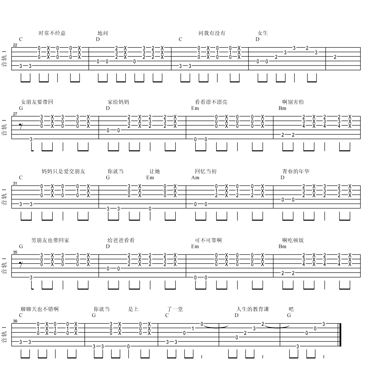 女朋友要带回家吉他谱预览图