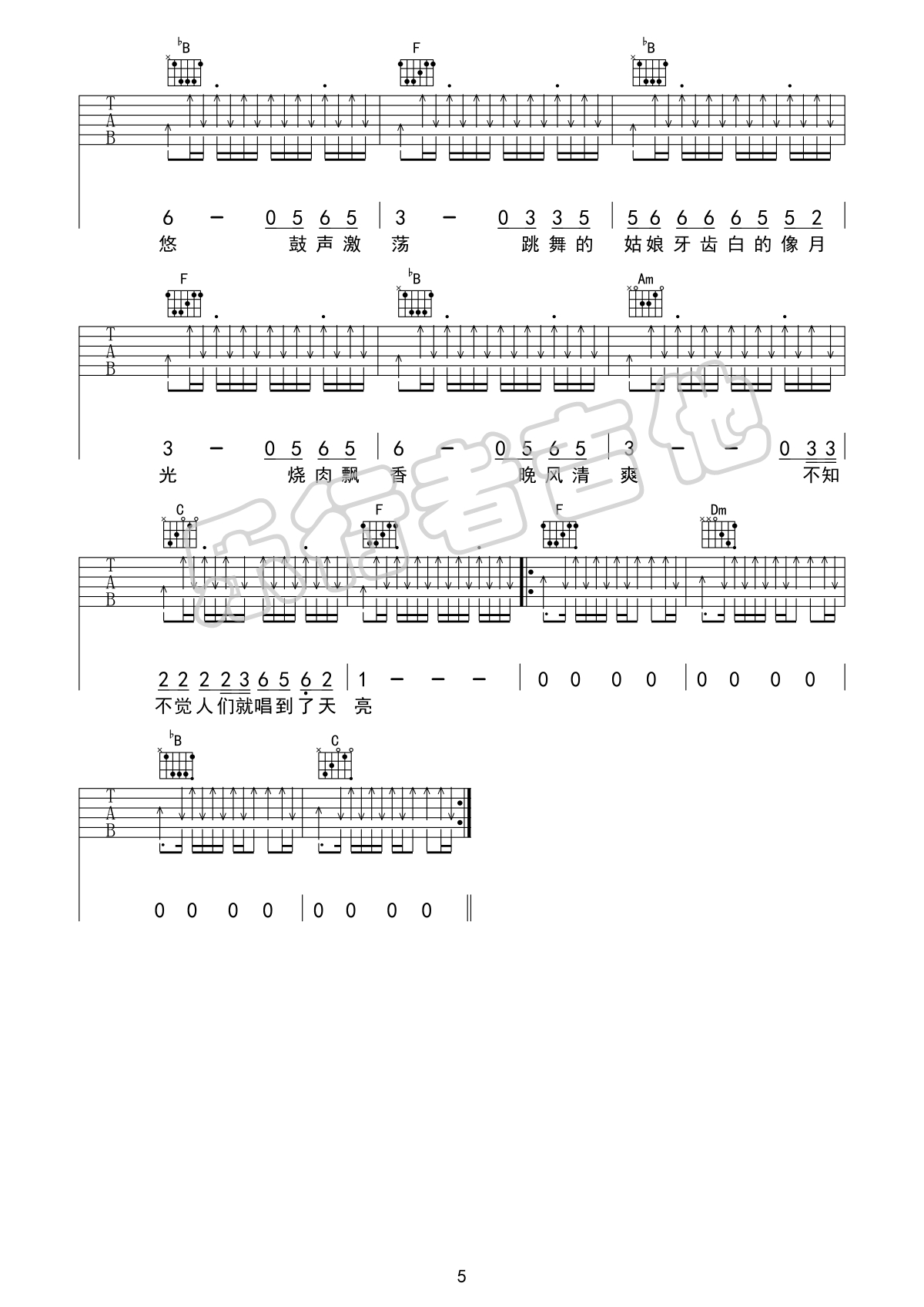 彩虹下面吉他谱预览图