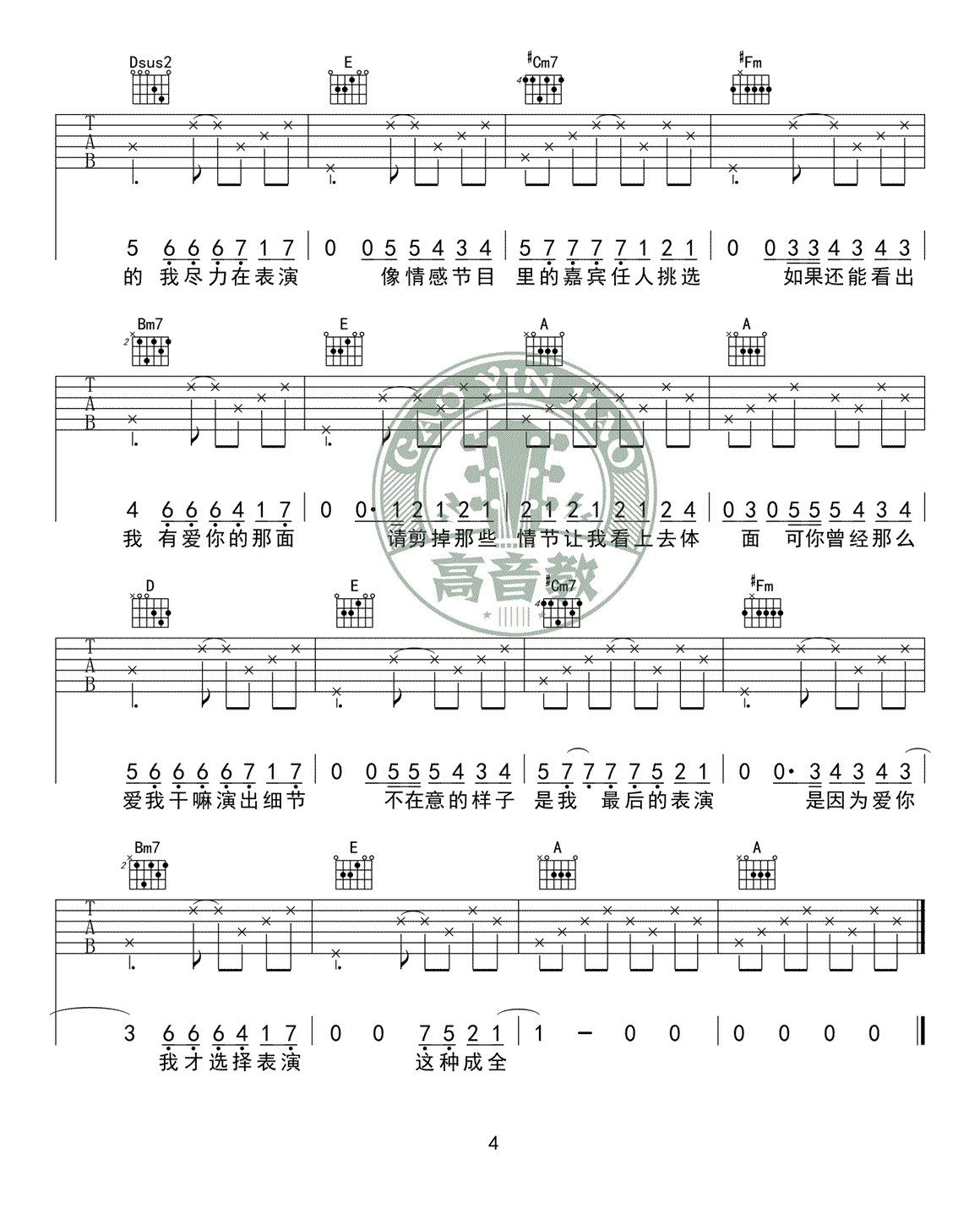 演员吉他谱预览图
