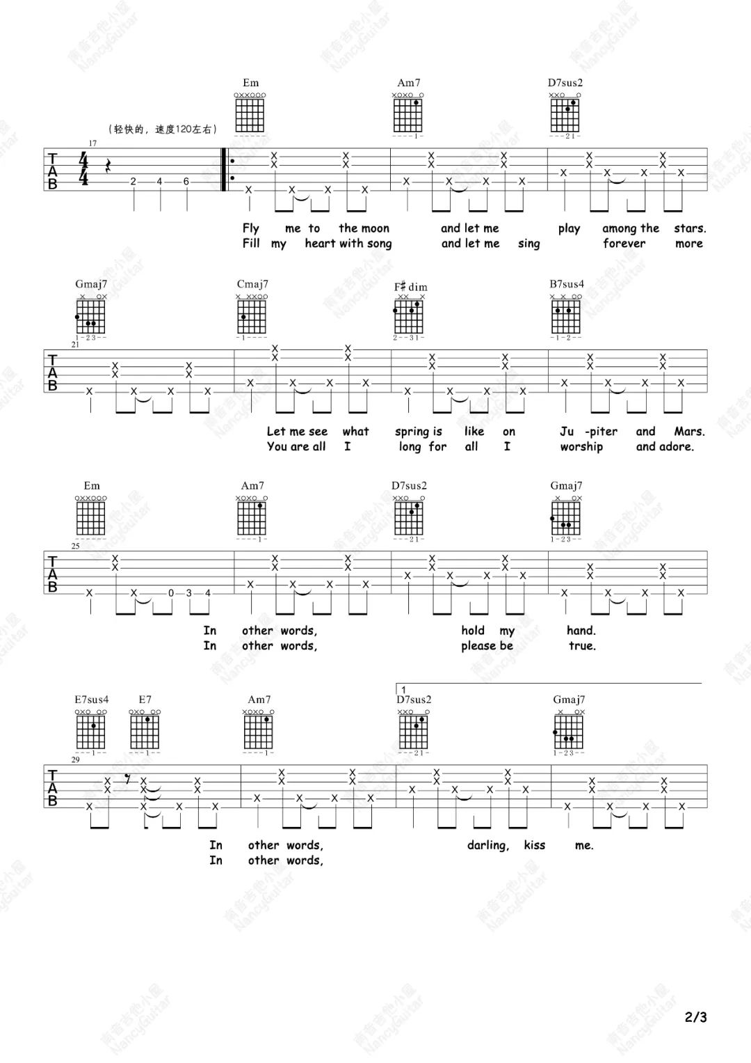 Fly-Me-To-The-Moon吉他谱预览图