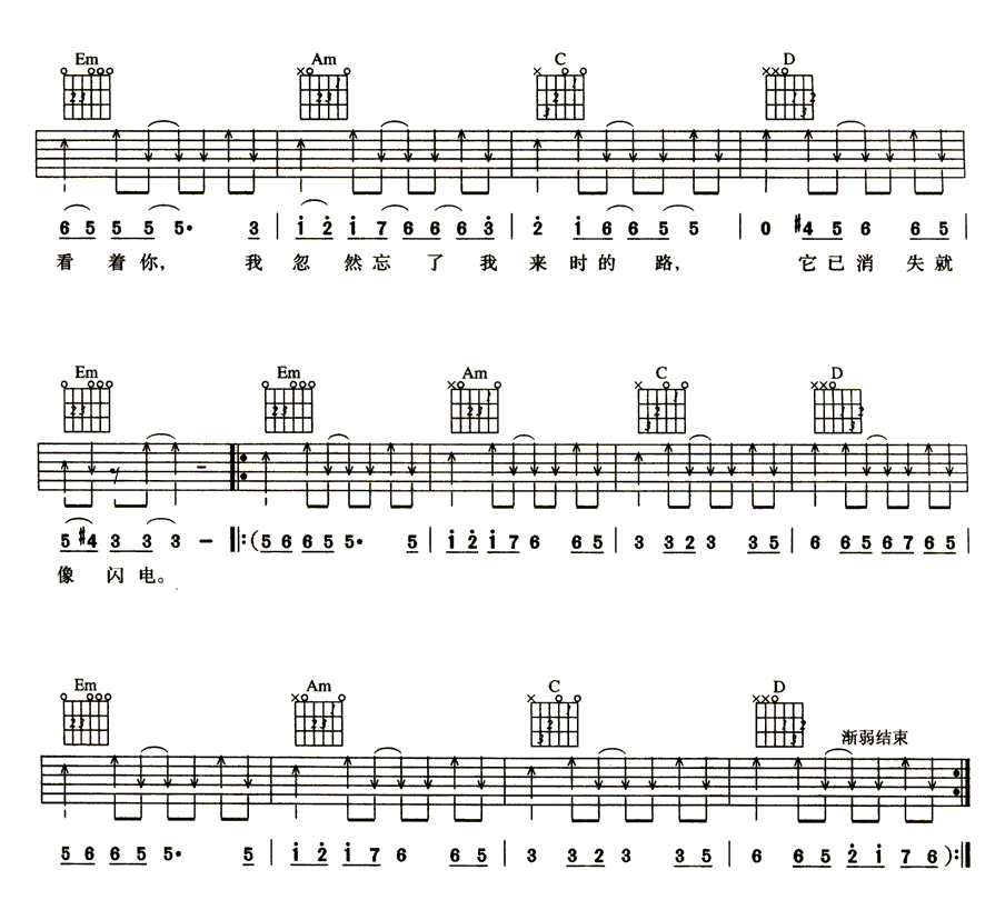 闪亮的瞬间吉他谱预览图