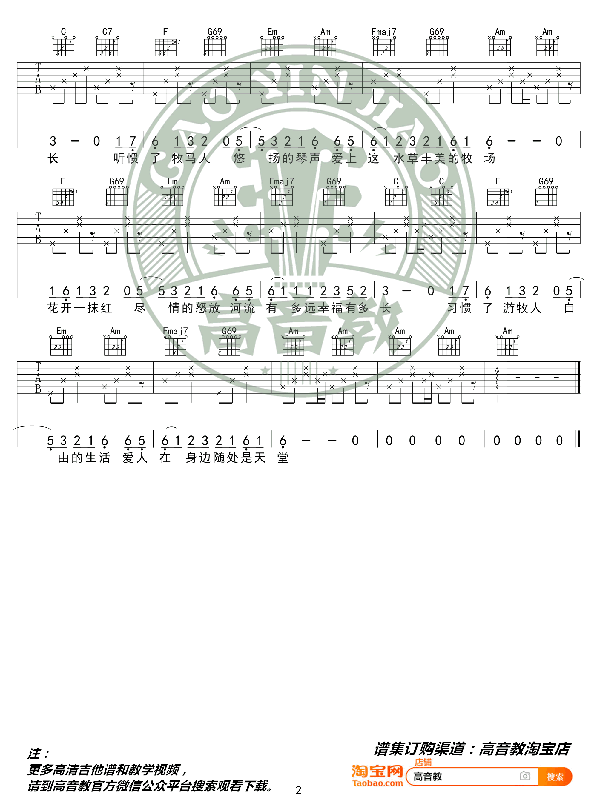 火红的萨日朗吉他谱预览图