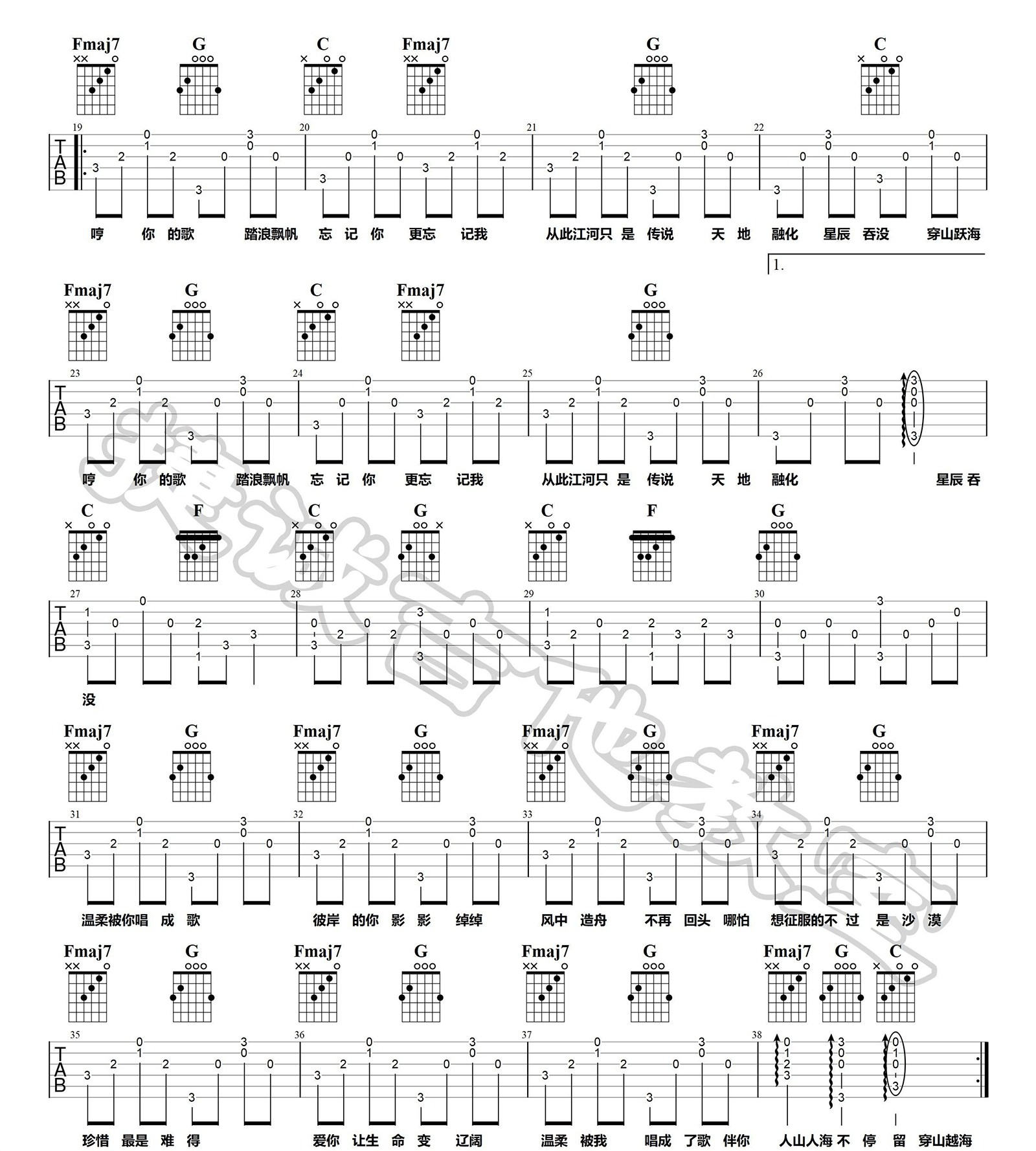 人海吉他谱预览图