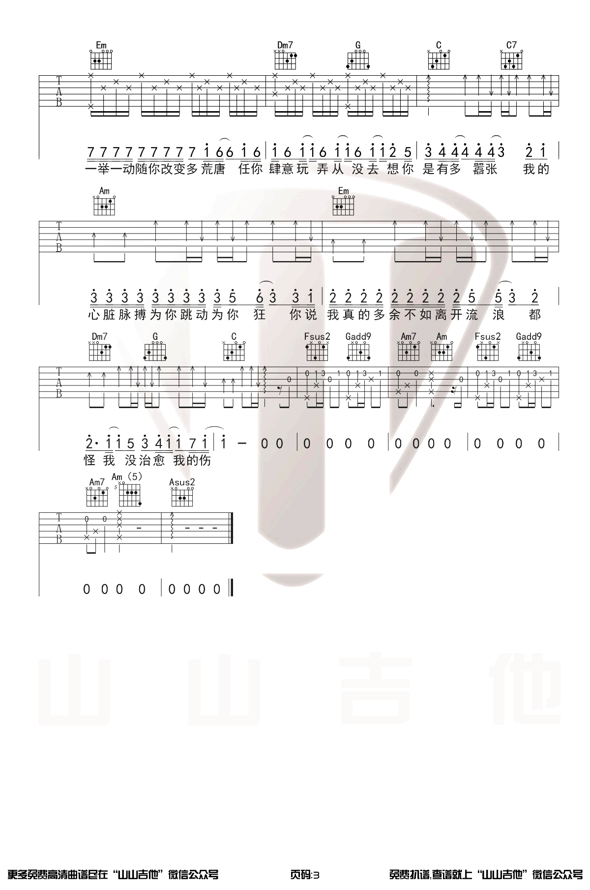 嚣张吉他谱预览图