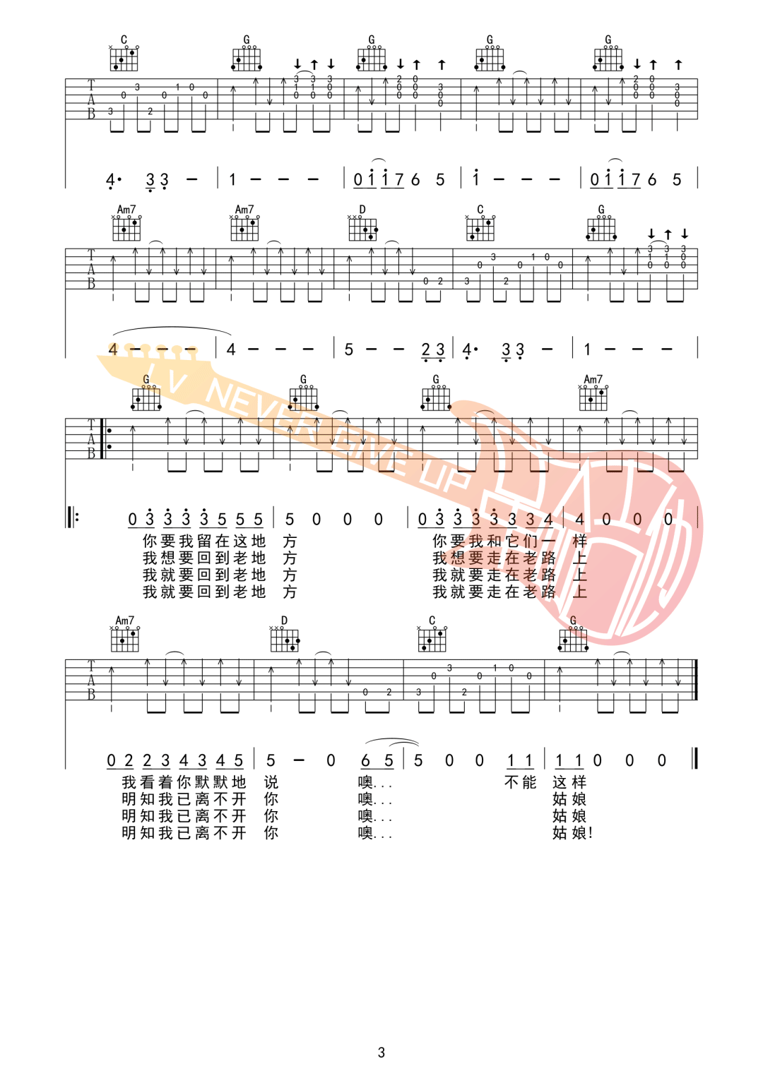 花房姑娘吉他谱预览图