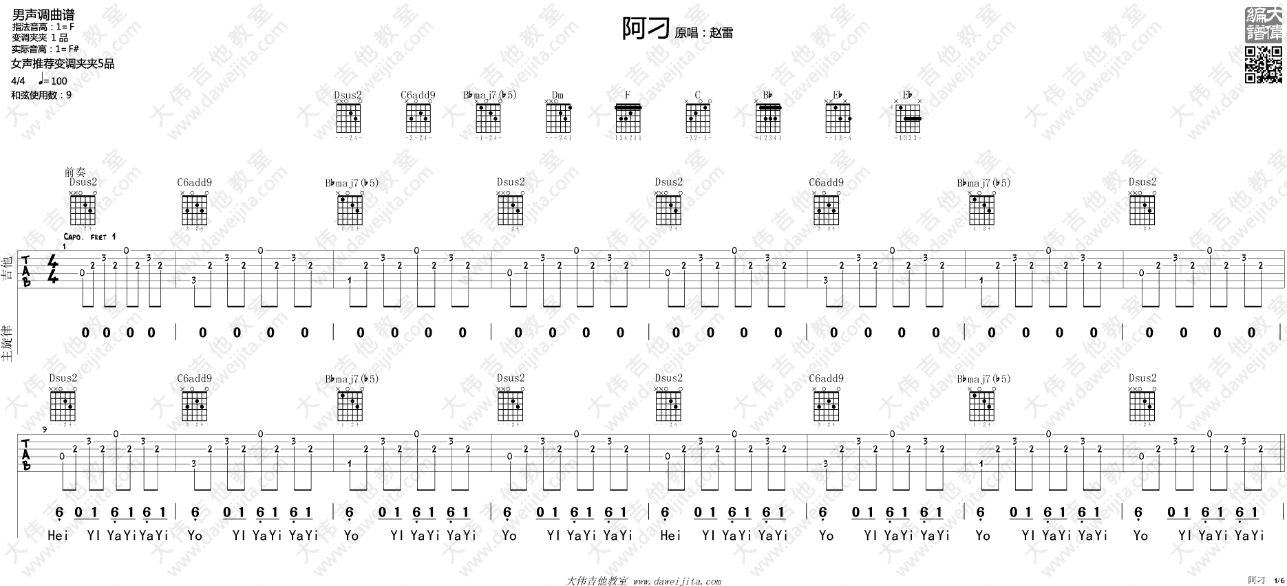 阿刁吉他谱预览图