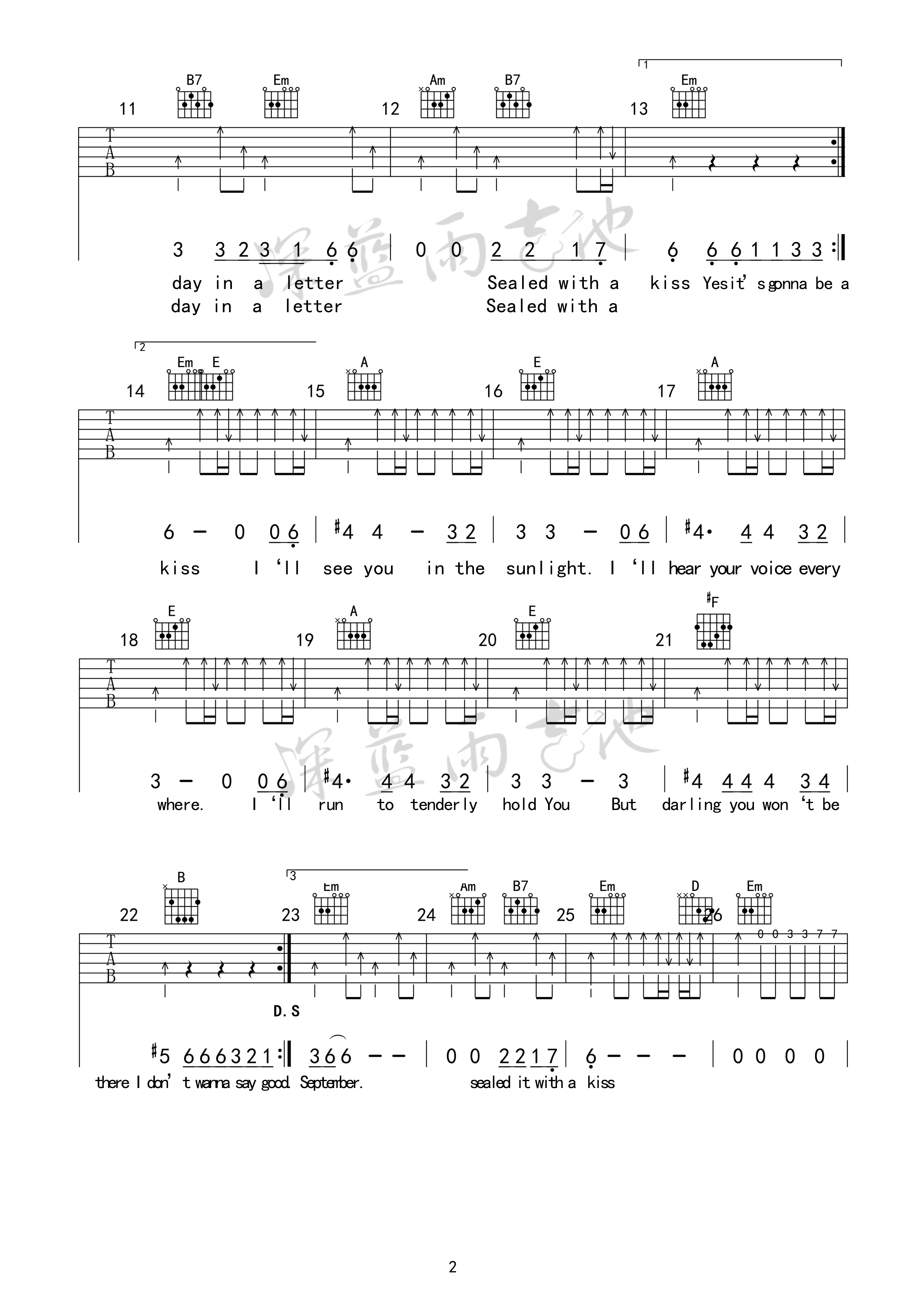 Sealed-With-A-Kiss吉他谱预览图