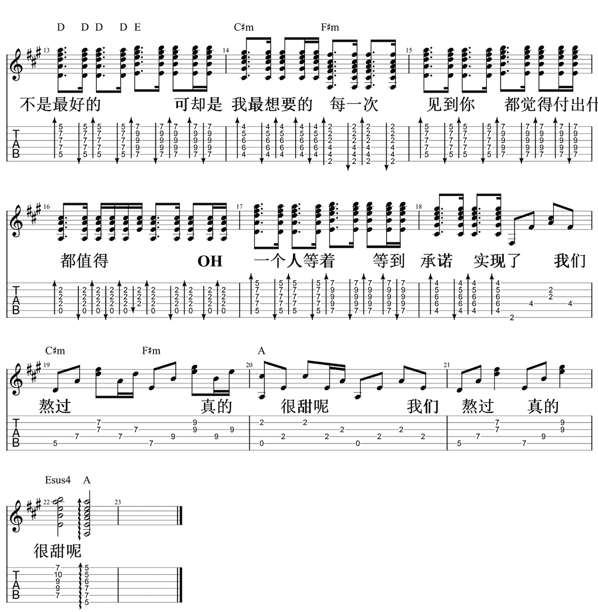 熬吉他谱预览图