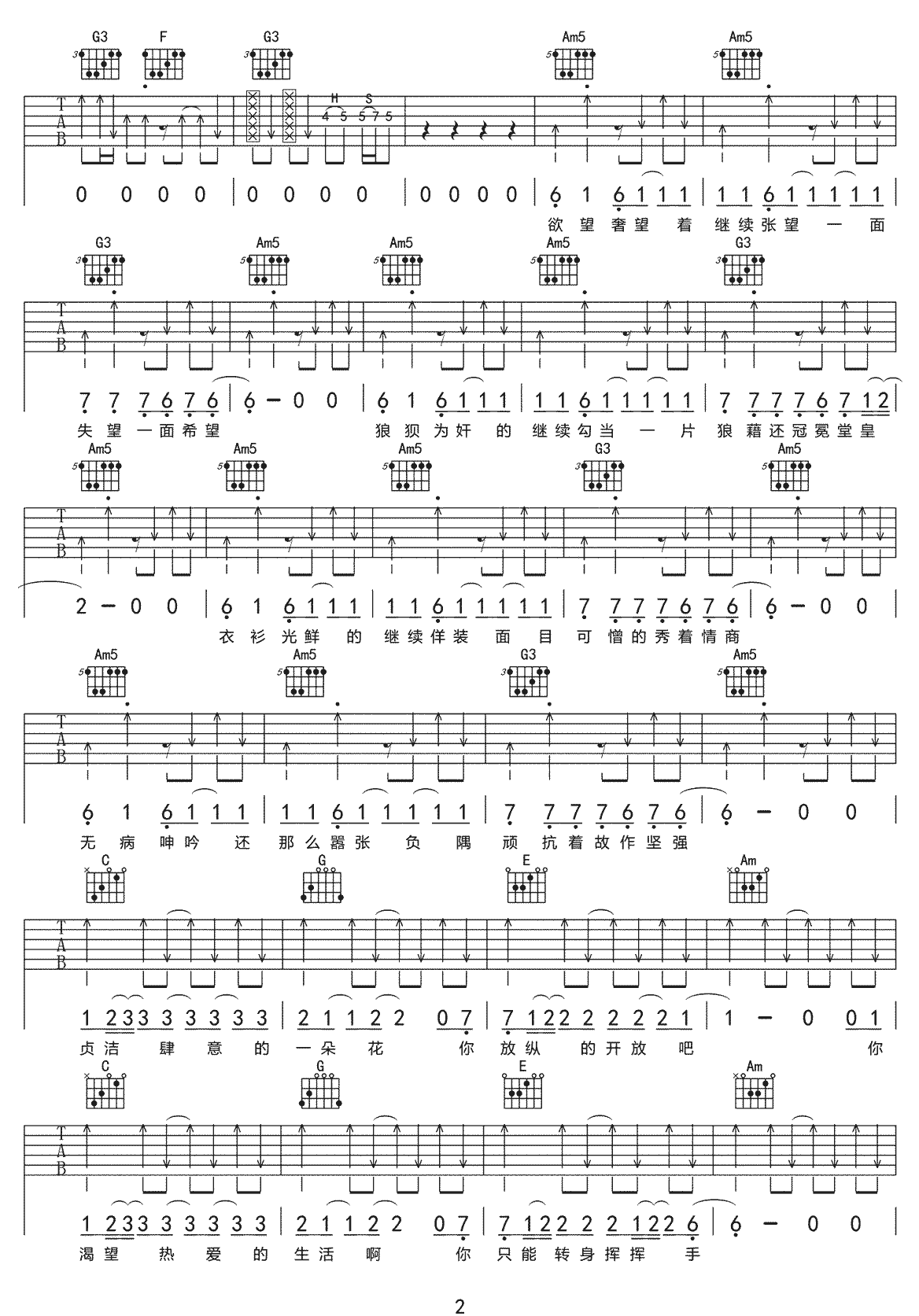 过期荷尔蒙吉他谱预览图