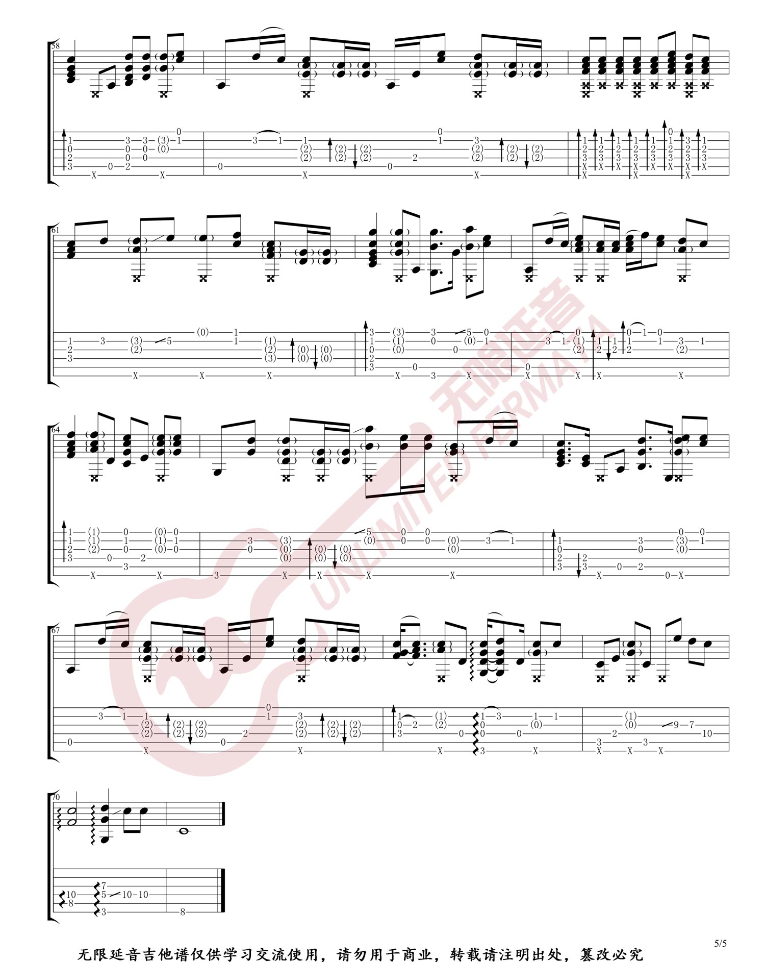 One-Call-Away指弹吉他谱预览图