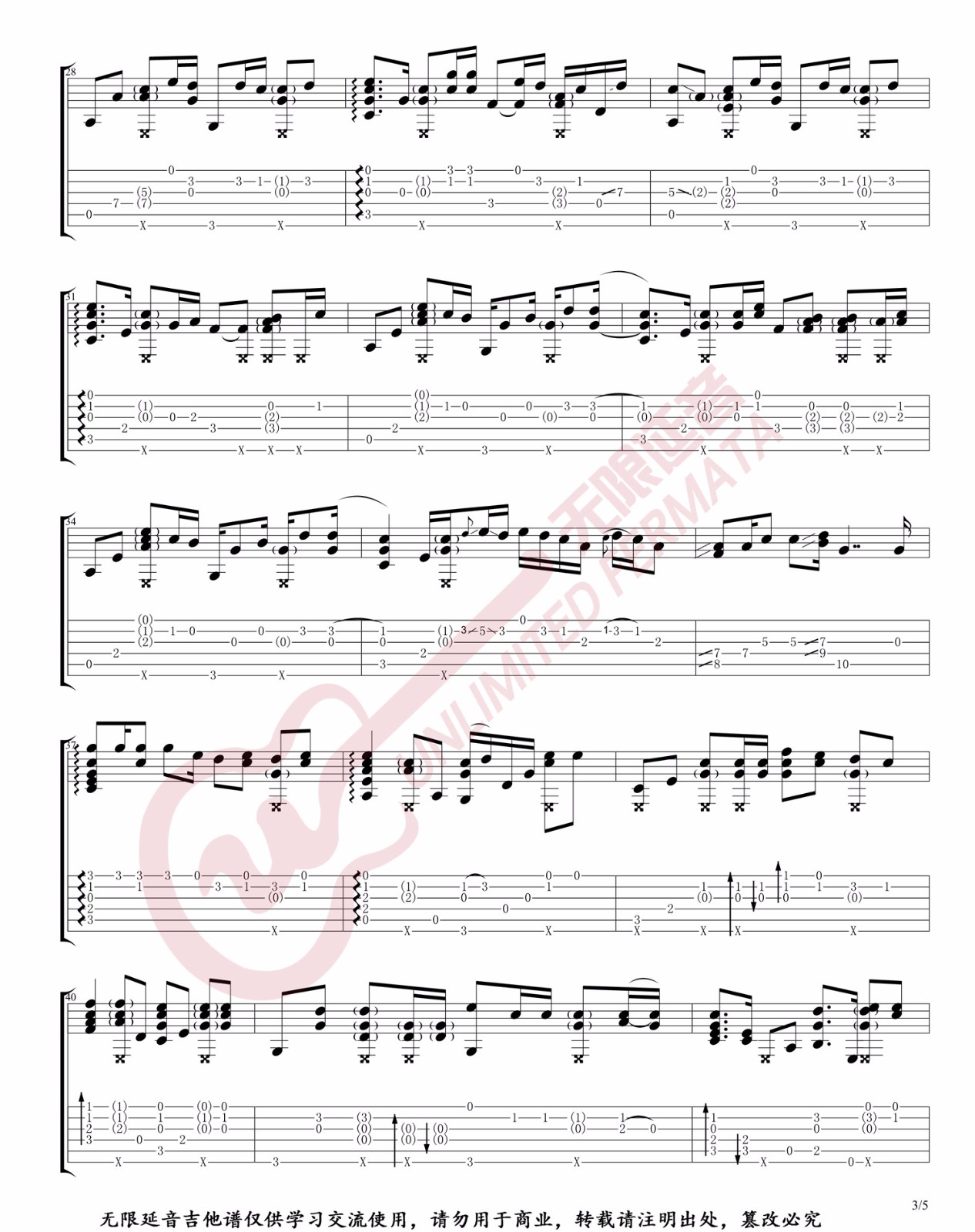 One-Call-Away指弹吉他谱预览图