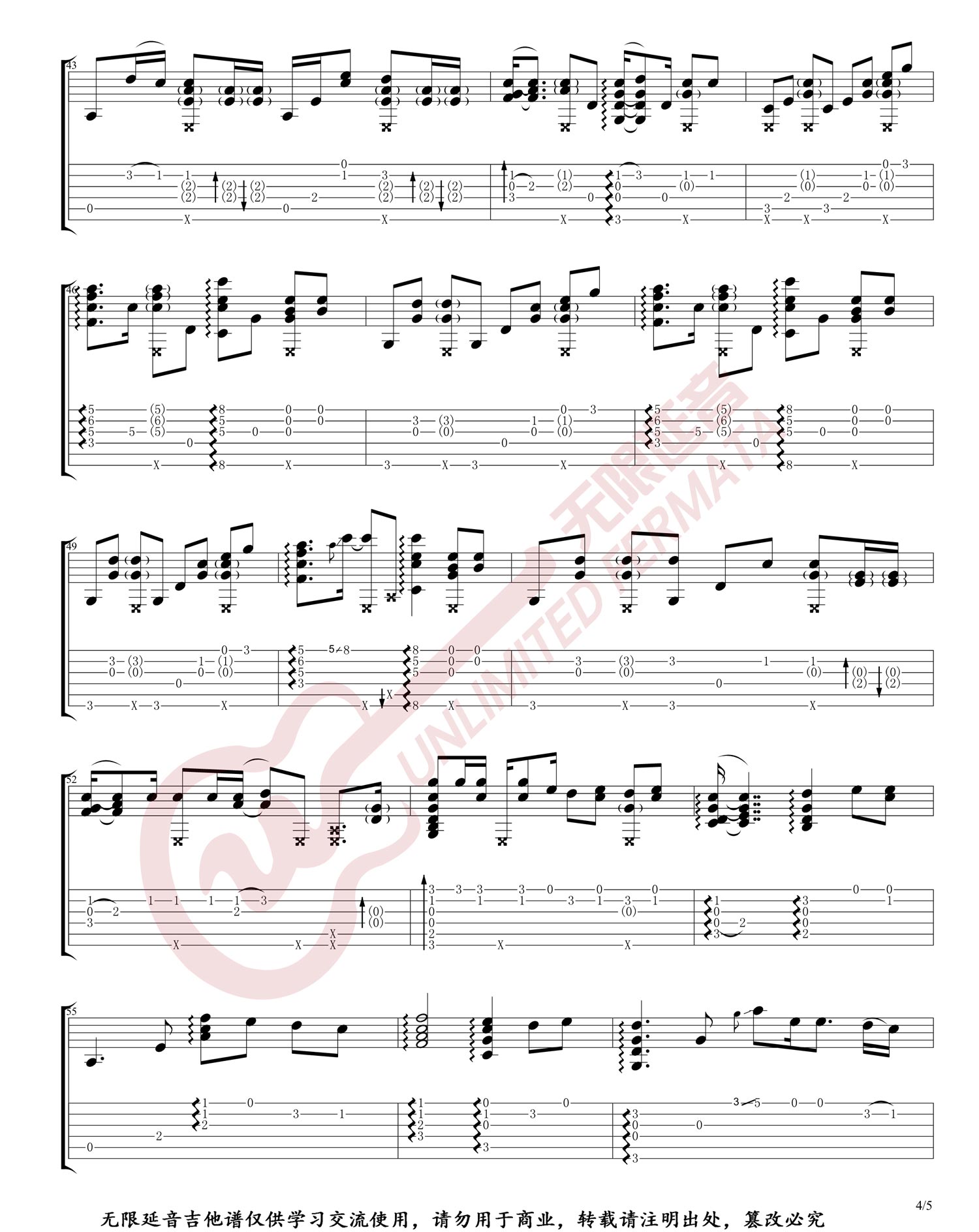 One-Call-Away指弹吉他谱预览图