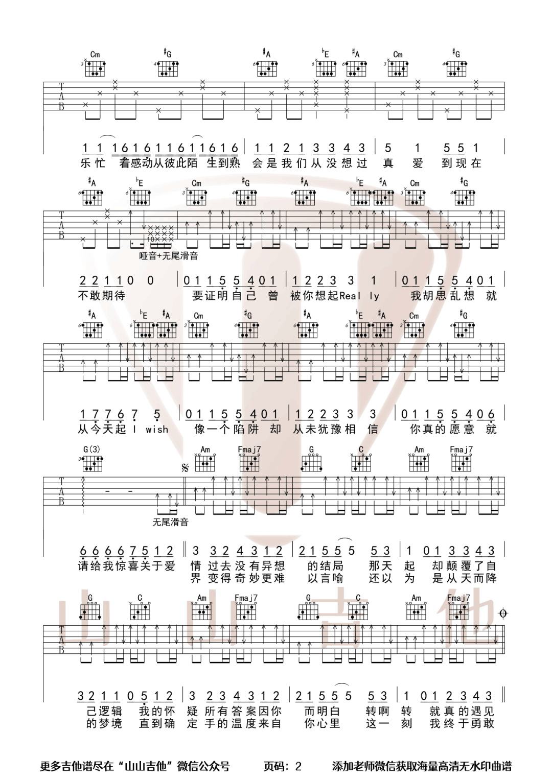 说爱你吉他谱预览图