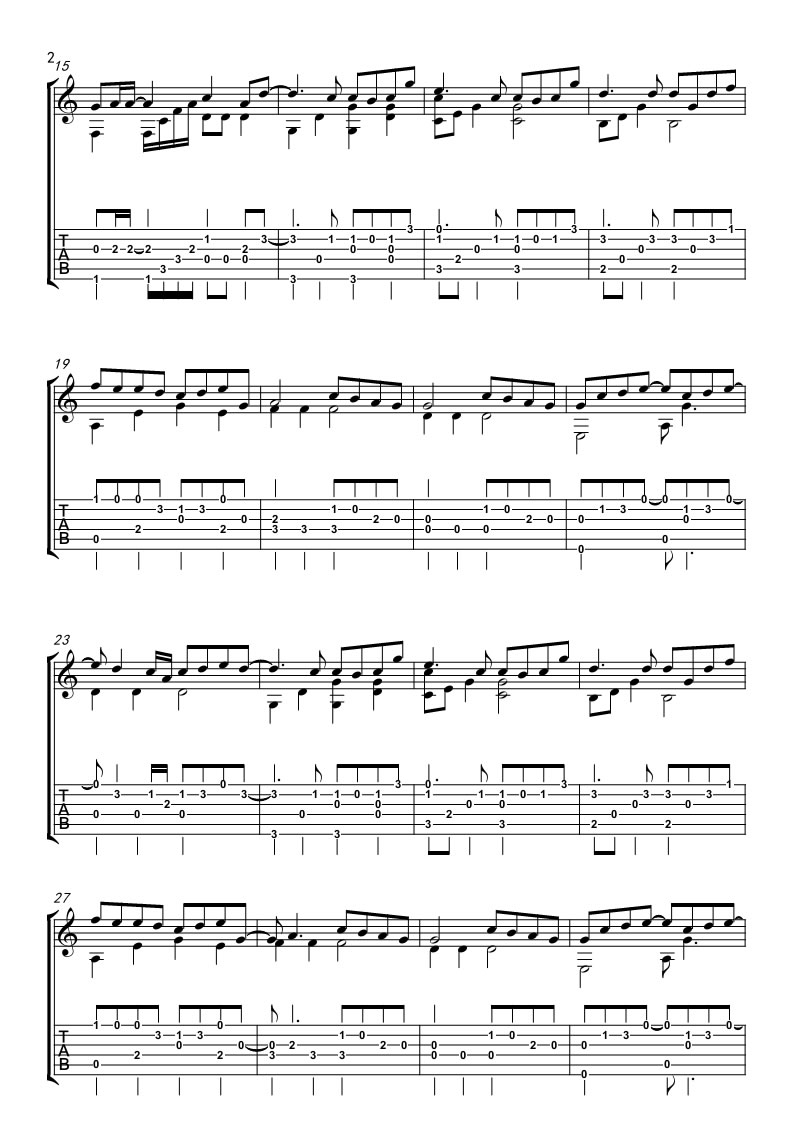 高山低谷指弹吉他谱预览图