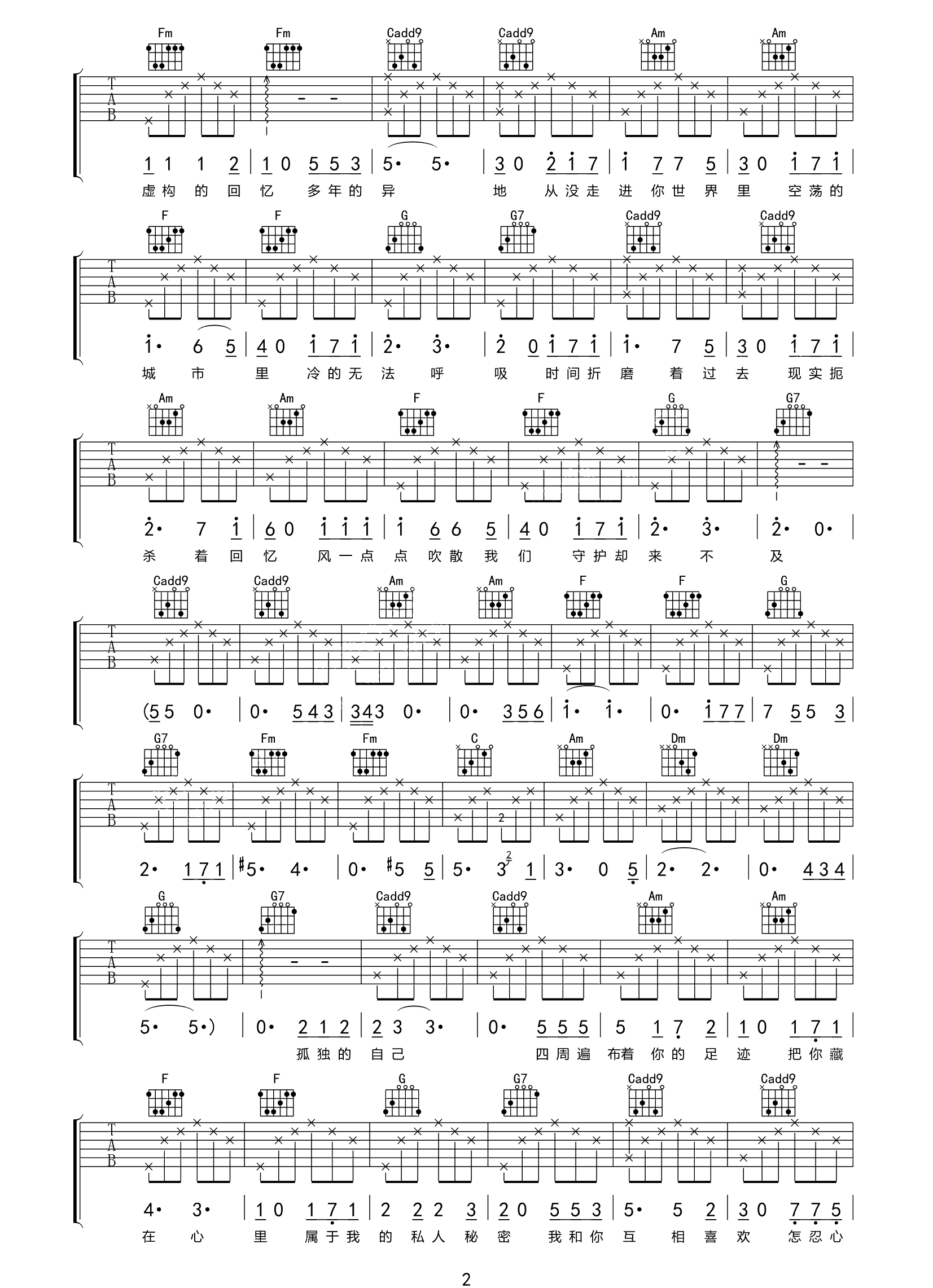 听众的故事吉他谱预览图