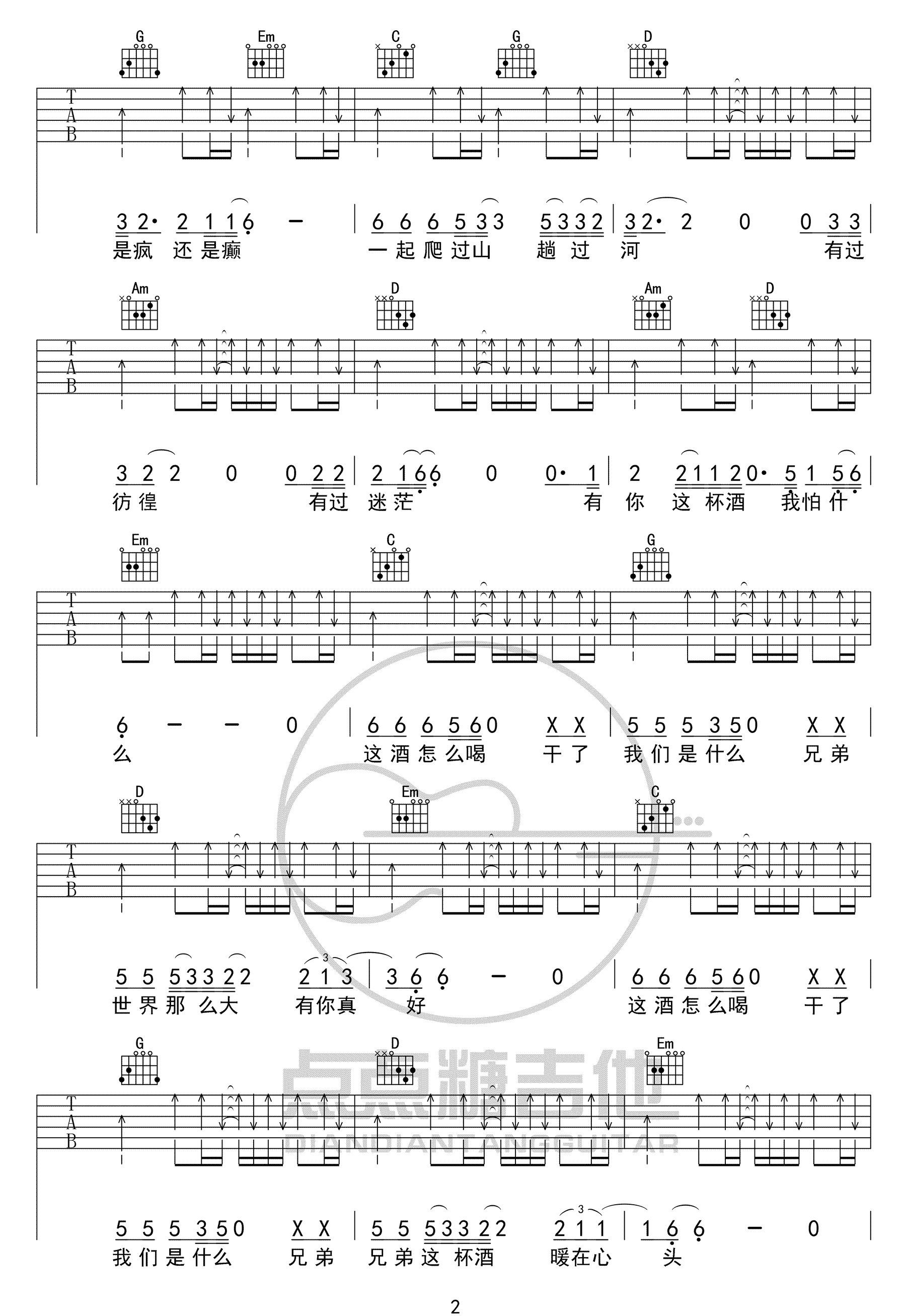 这酒怎么喝吉他谱预览图