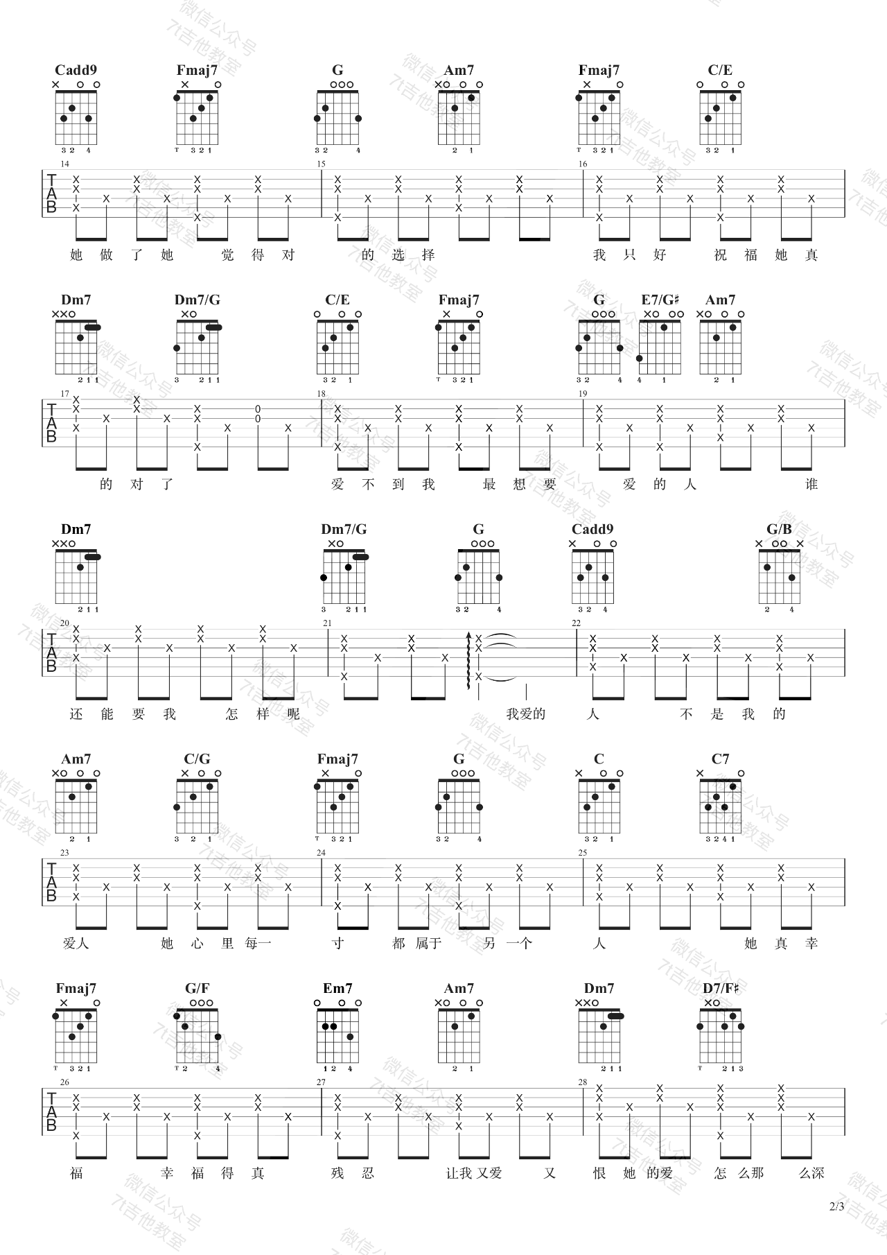 我爱的人吉他谱预览图