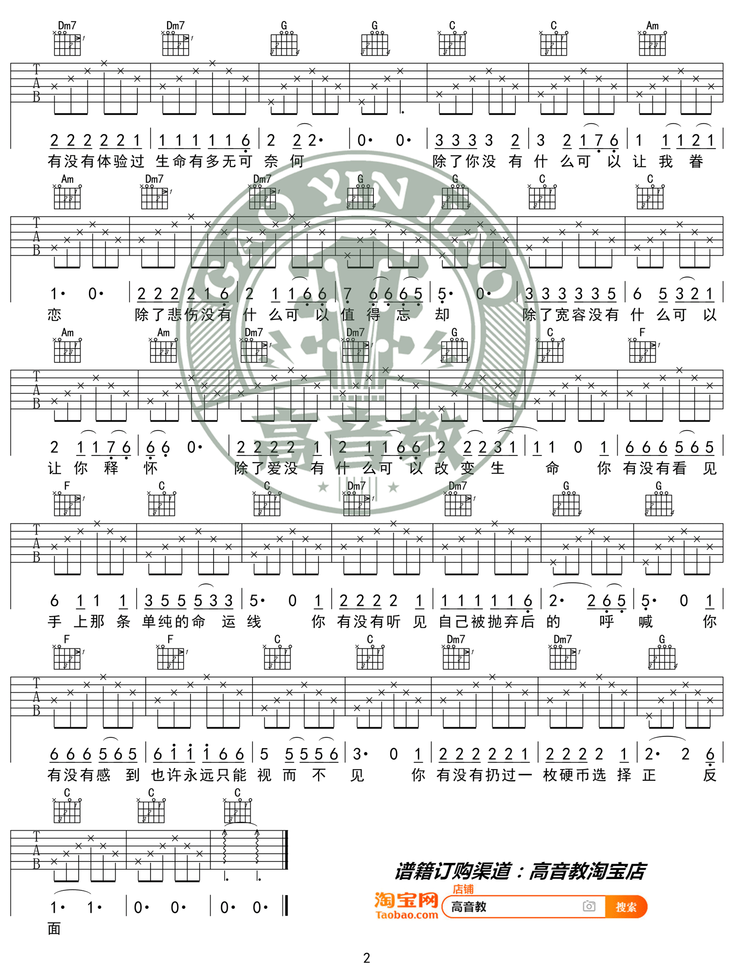 硬币吉他谱预览图