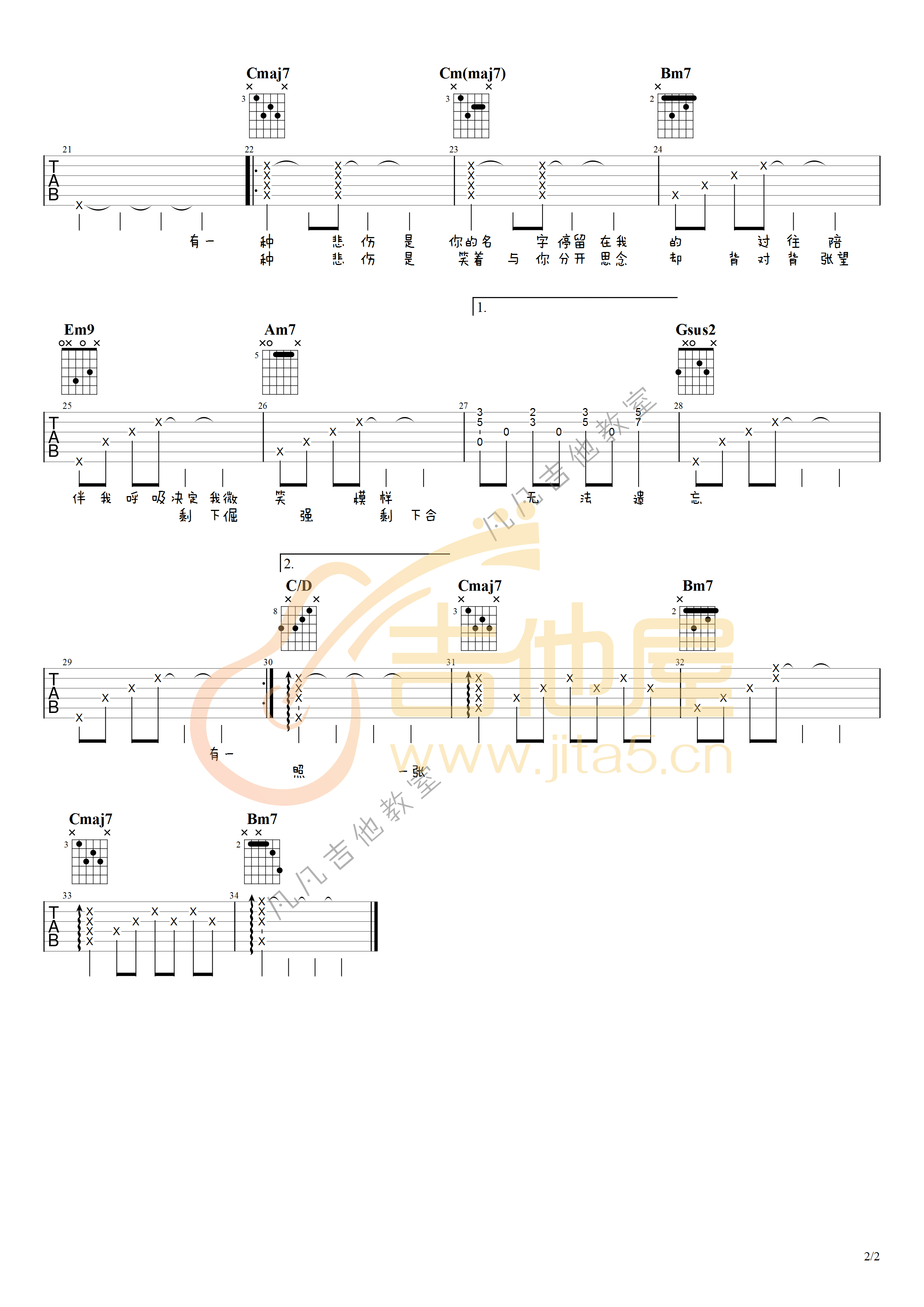 有一种悲伤吉他谱预览图
