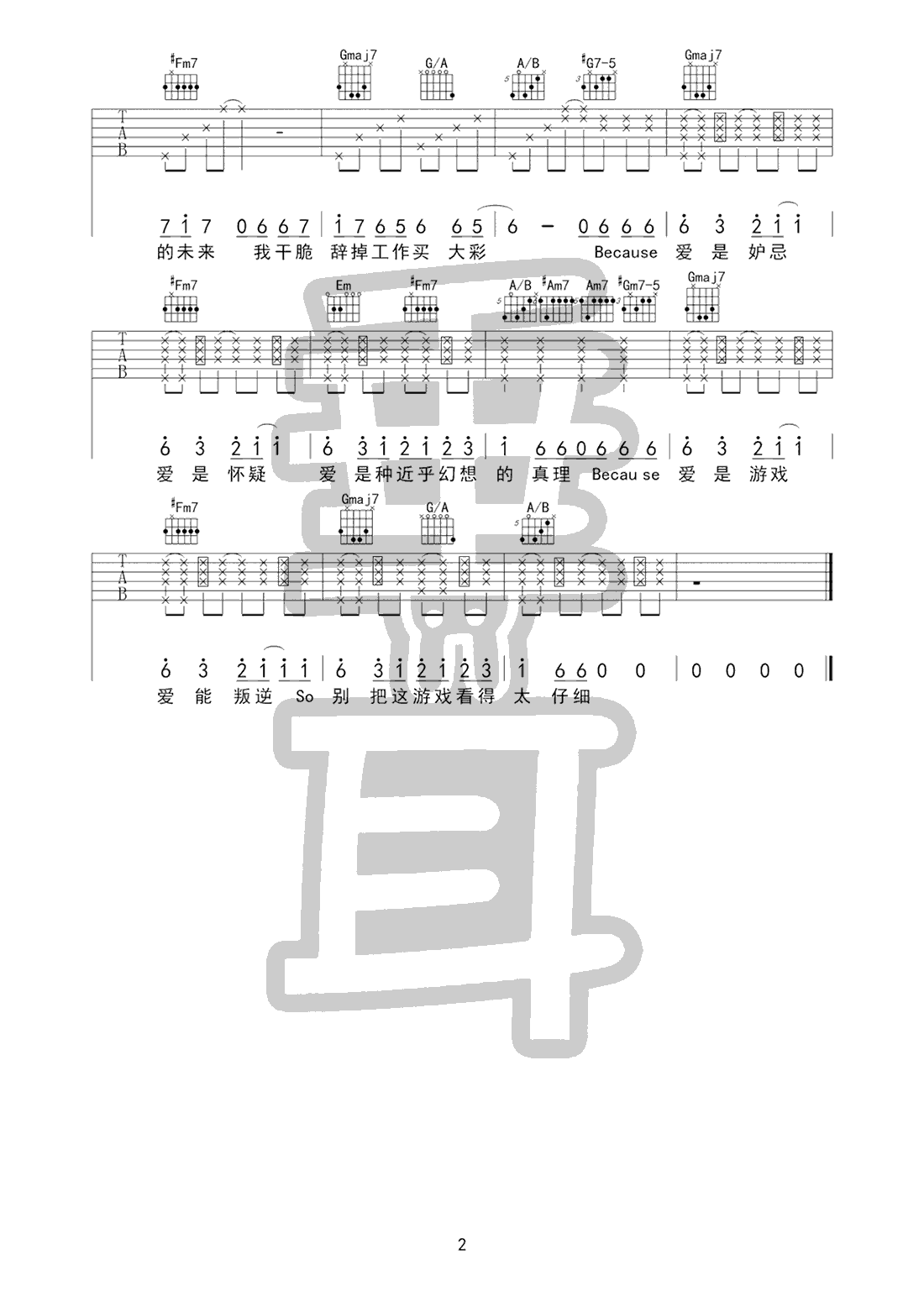 爱是怀疑吉他谱预览图