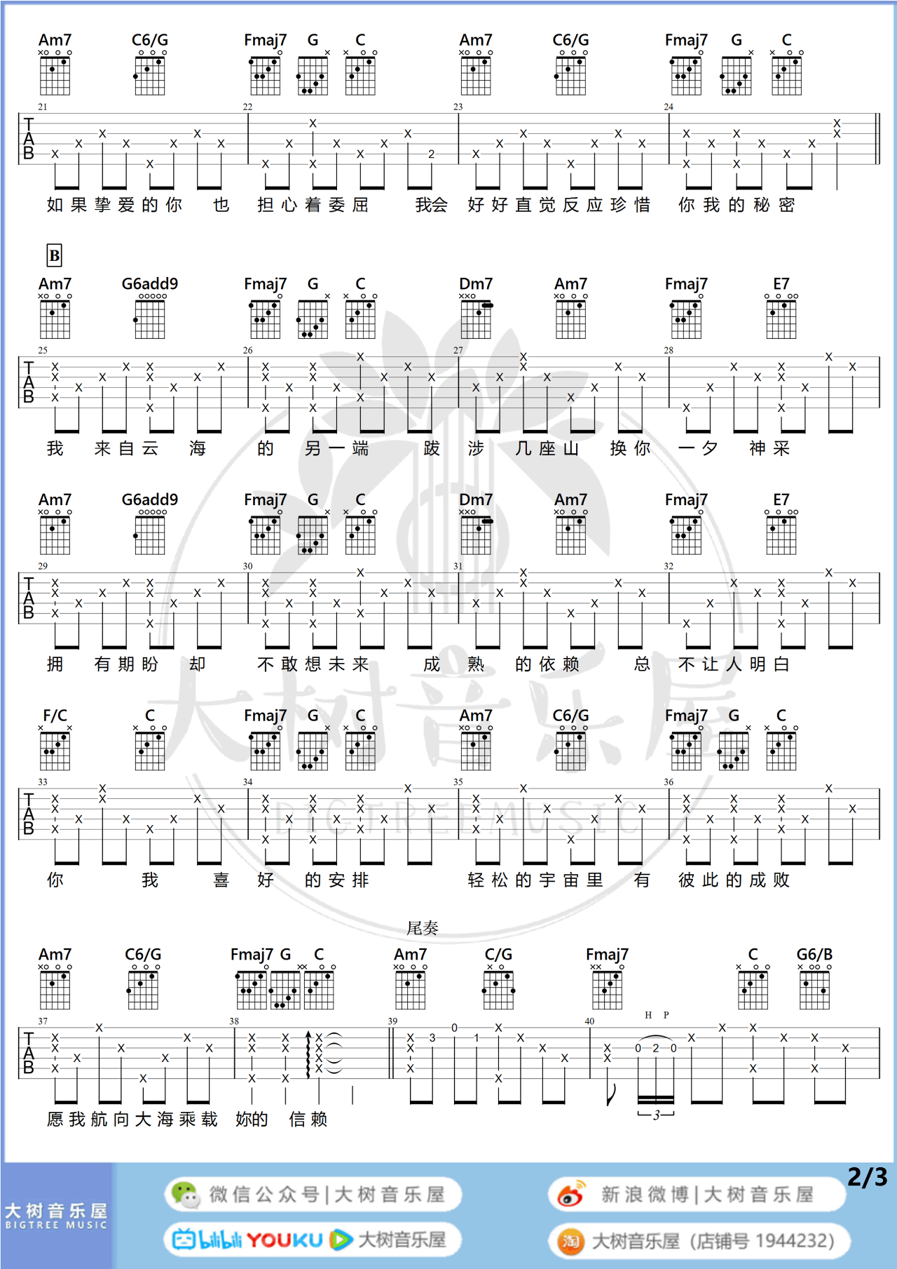与海无关吉他谱预览图