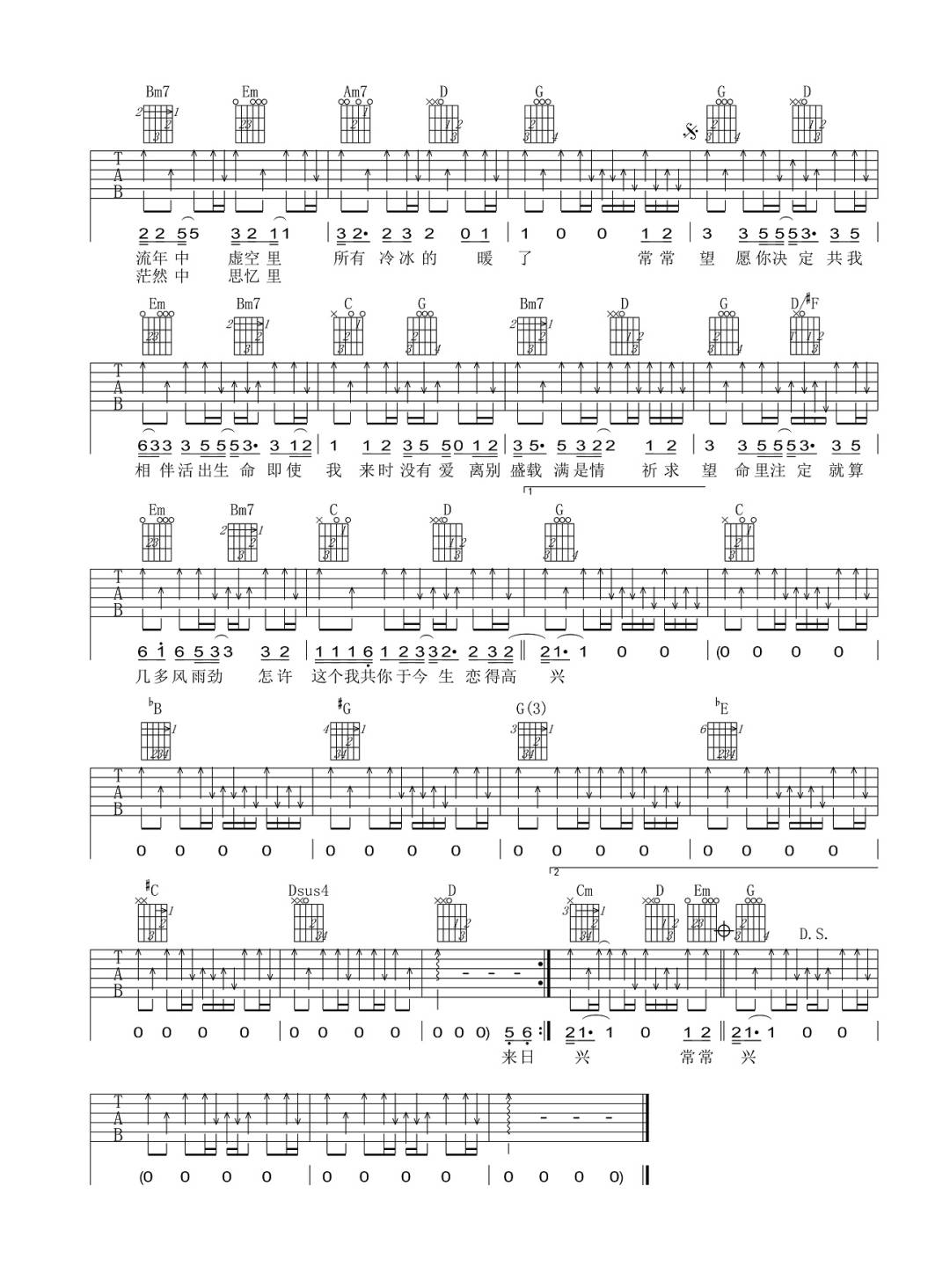 愿你决定吉他谱预览图