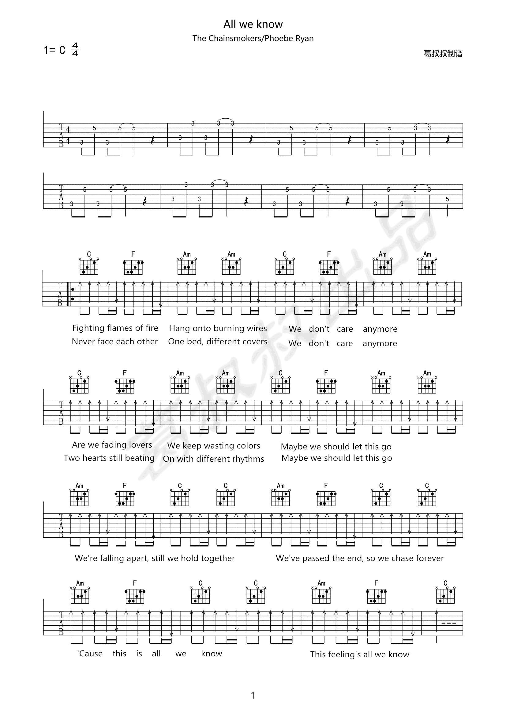 All-We-Know吉他谱预览图