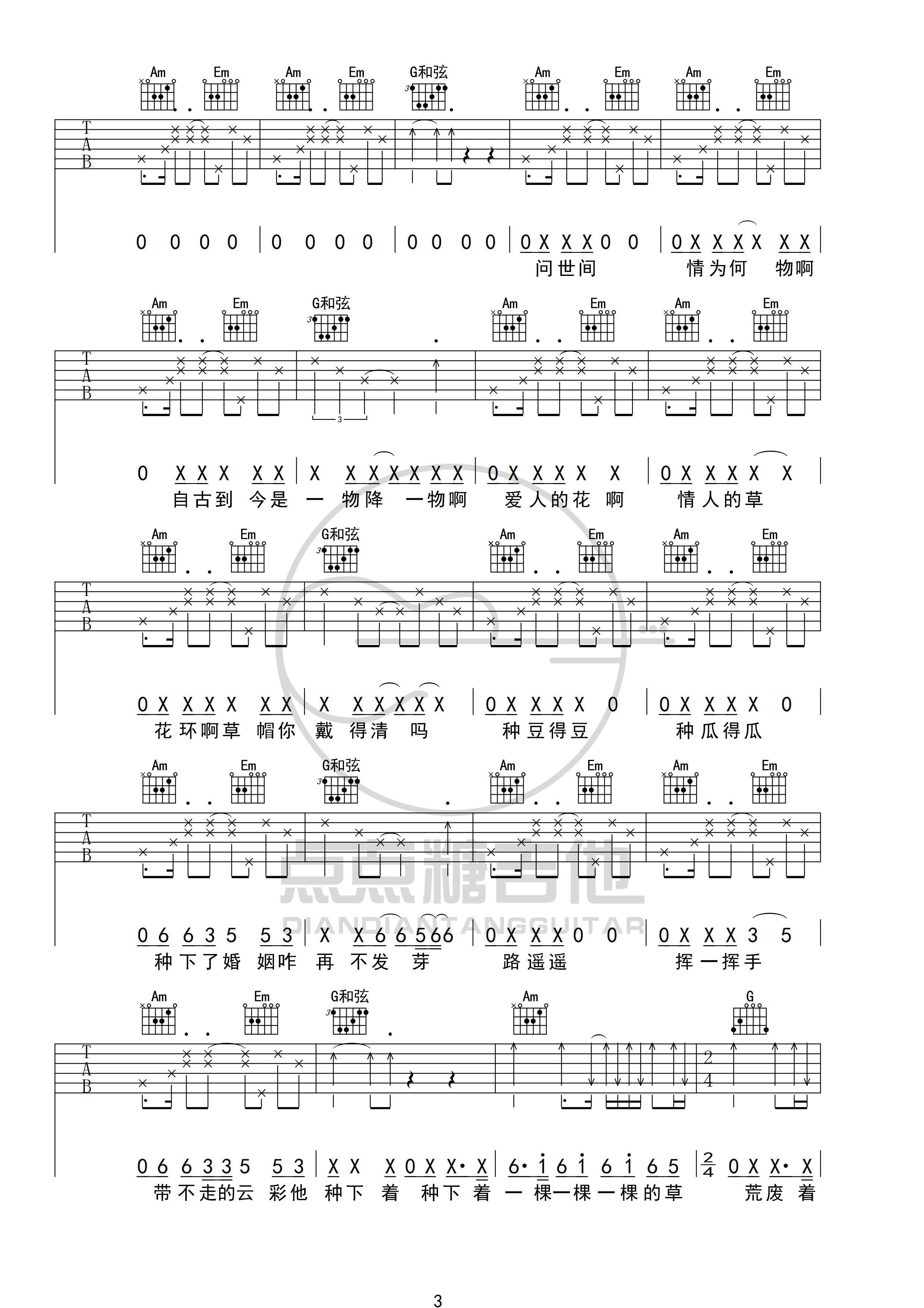 情儿吉他谱预览图
