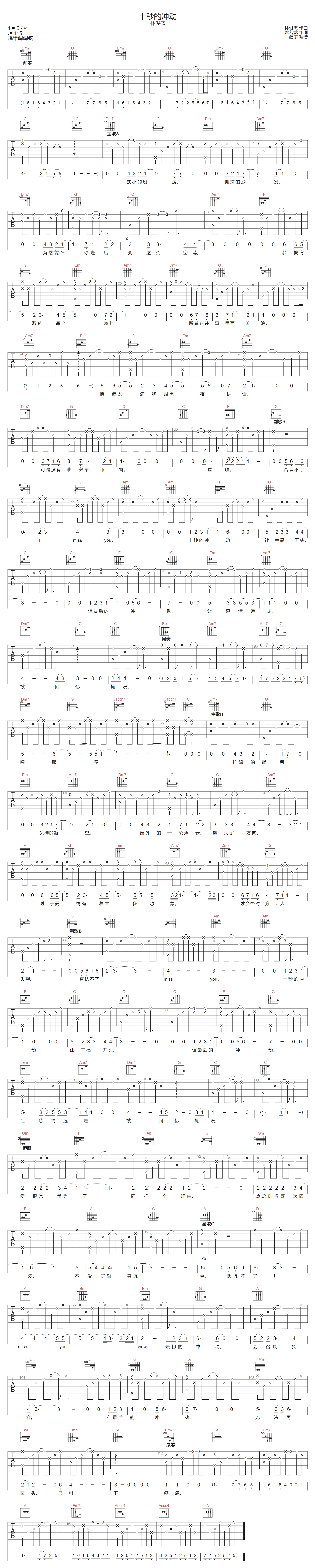 十秒的冲动吉他谱预览图