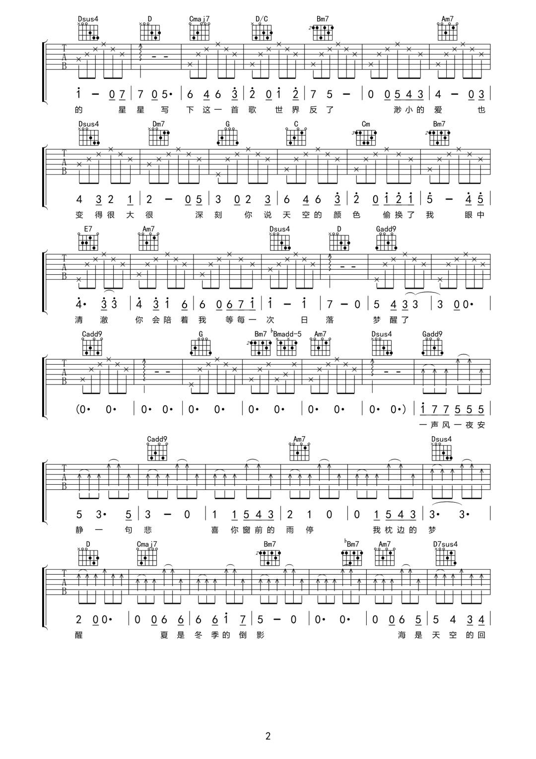 颠倒吉他谱预览图