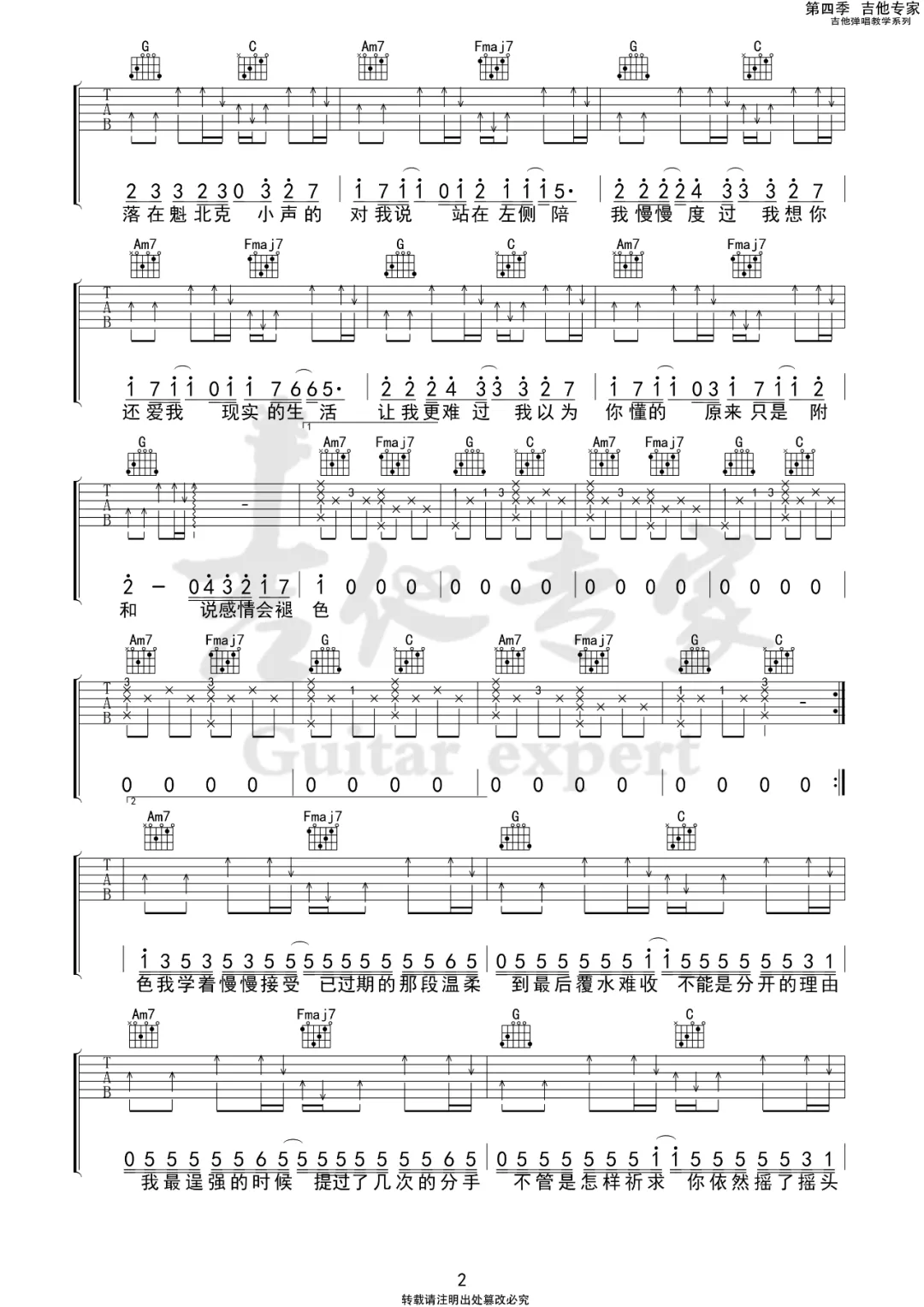 真的忘了吉他谱预览图