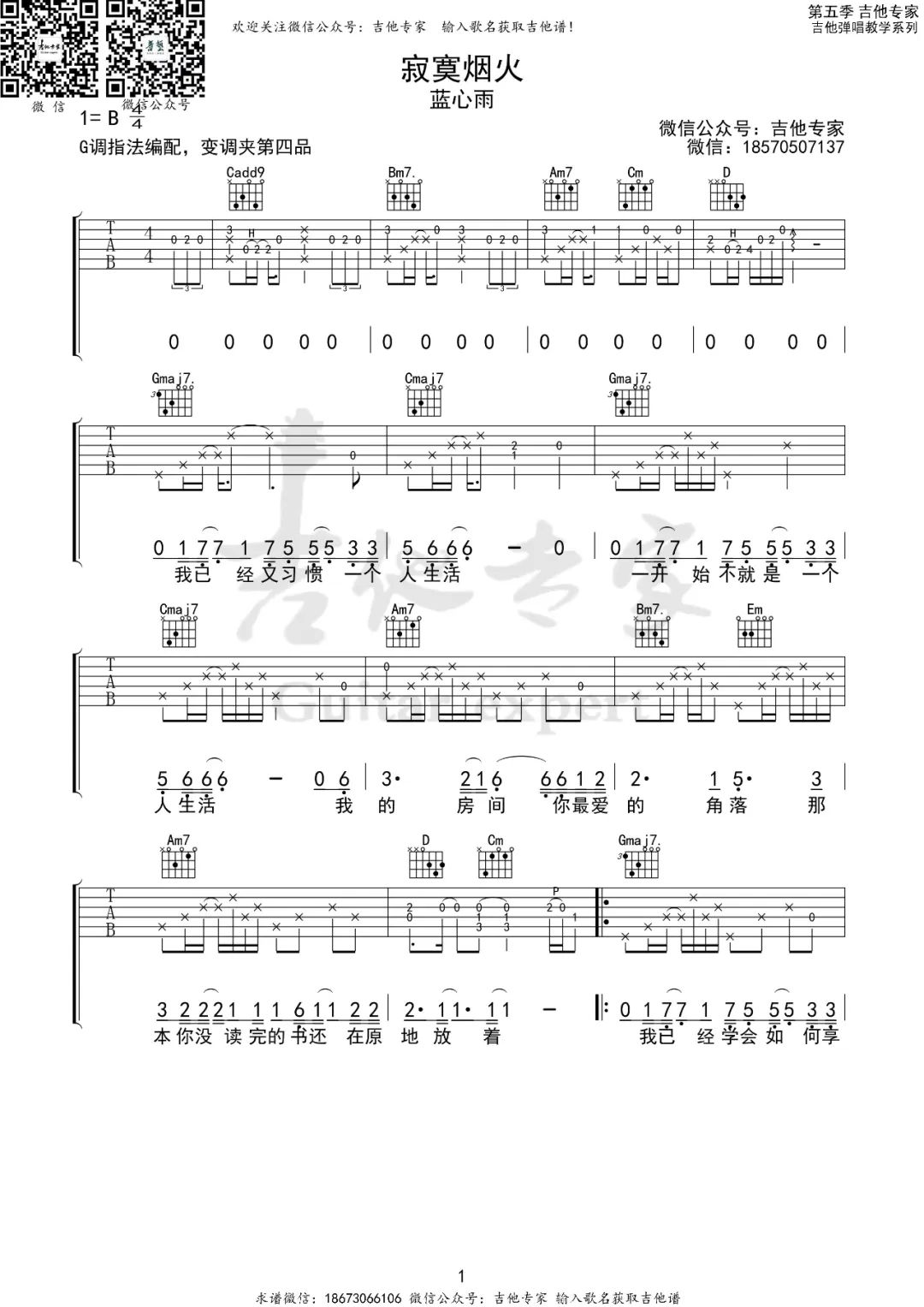 寂寞烟火吉他谱预览图